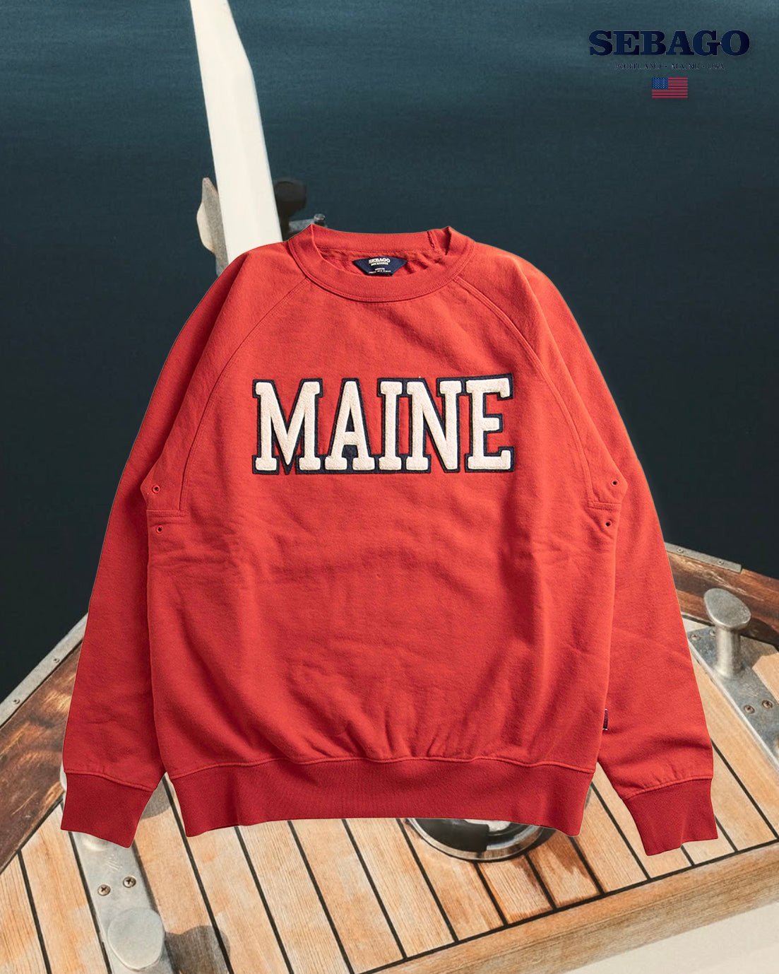 sebago world " MAINE " crewneck