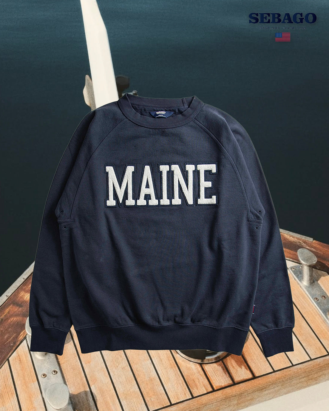 sebago world " MAINE " crewneck