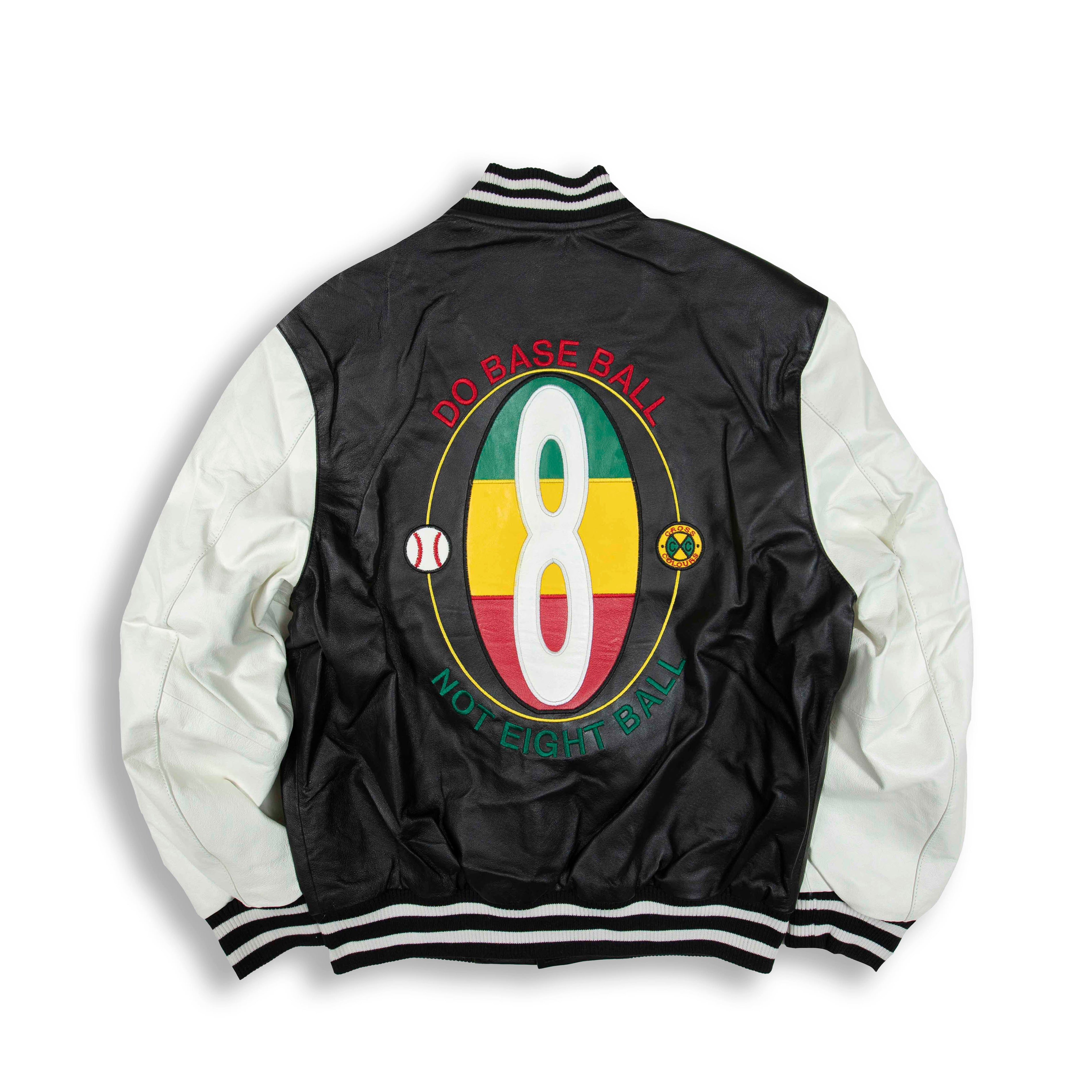 CROSS COLOURS DO BASEBALL LETTERMAN LEATHER JACKET