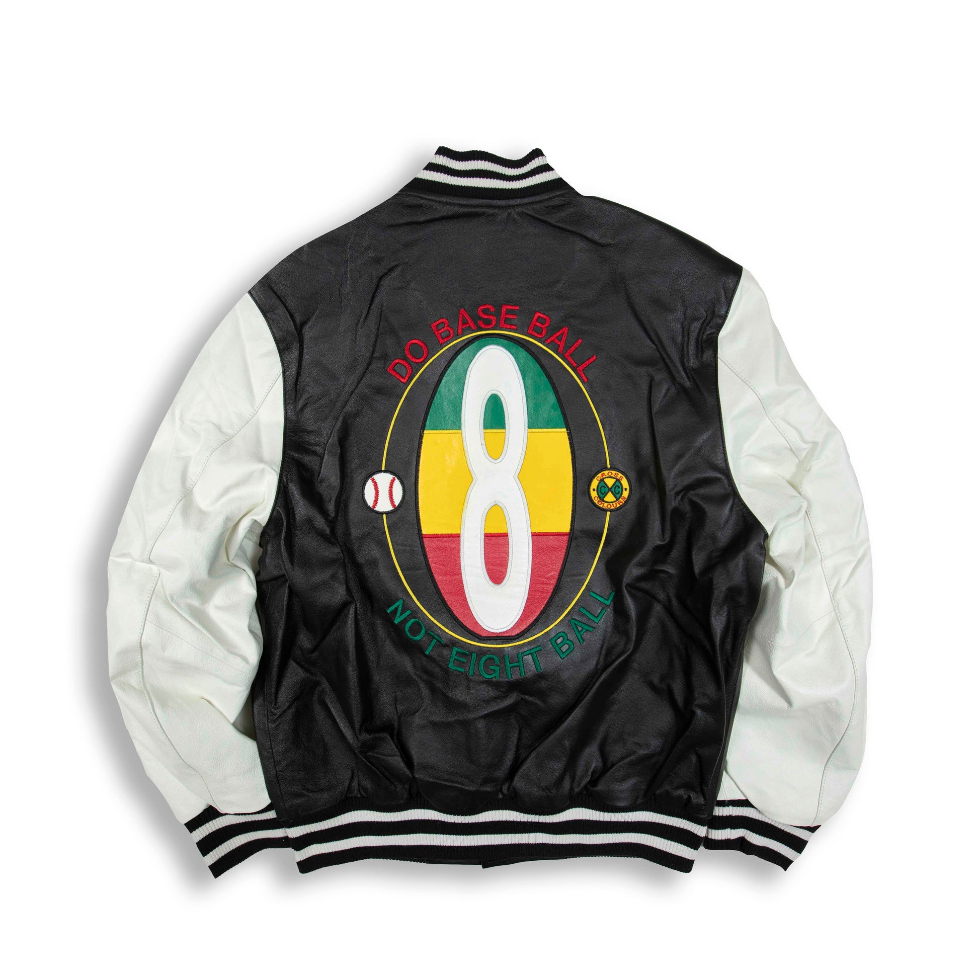 CROSS COLOURS DO BASEBALL LETTERMAN LEATHER JACKET