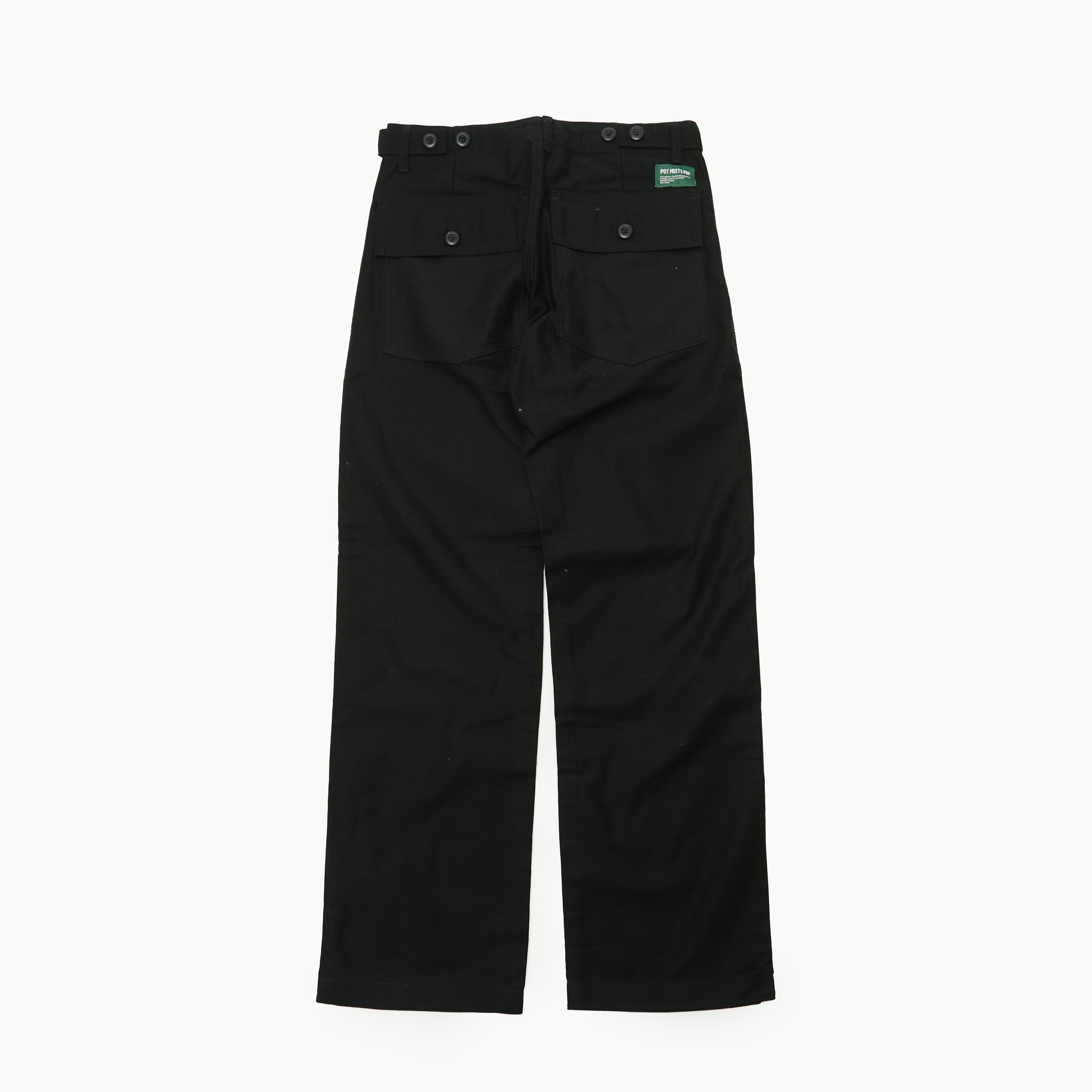 POT MEETS POP FATTY FATIGUE PANTS REVERSE SATEEN BLACK