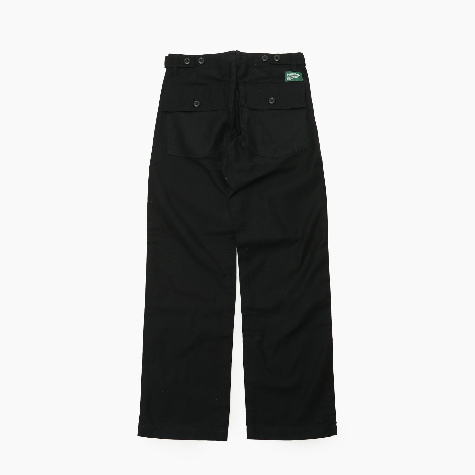 POT MEETS POP FATTY FATIGUE PANTS REVERSE SATEEN BLACK