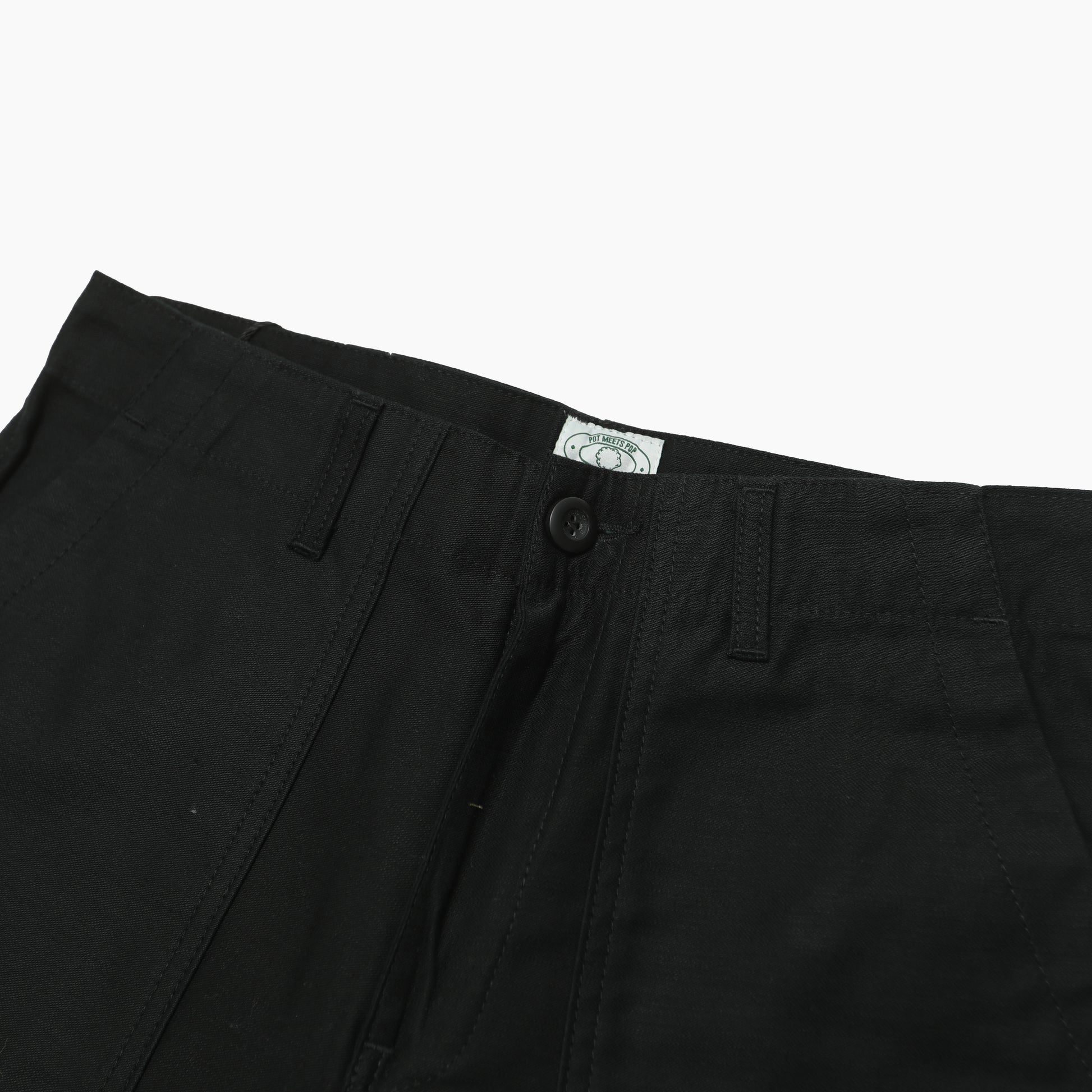 POT MEETS POP FATTY FATIGUE PANTS REVERSE SATEEN BLACK