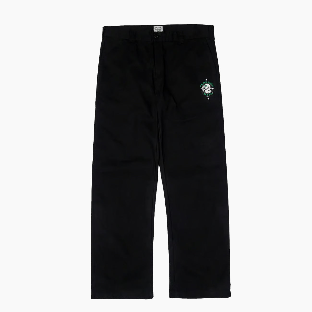 POT MEETS POP SKULL & COMPASS WORK PANTS BLACK