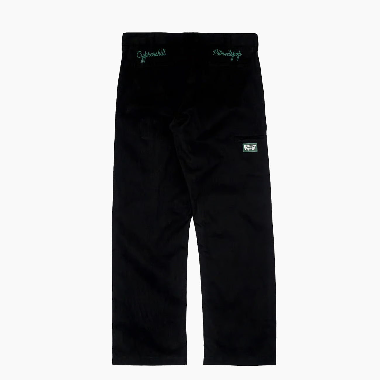 POT MEETS POP SKULL & COMPASS WORK PANTS BLACK