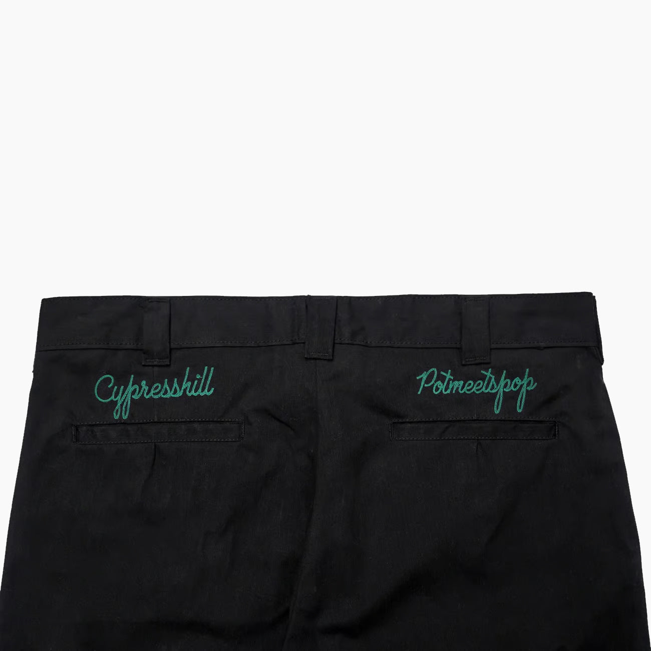 POT MEETS POP SKULL & COMPASS WORK PANTS BLACK