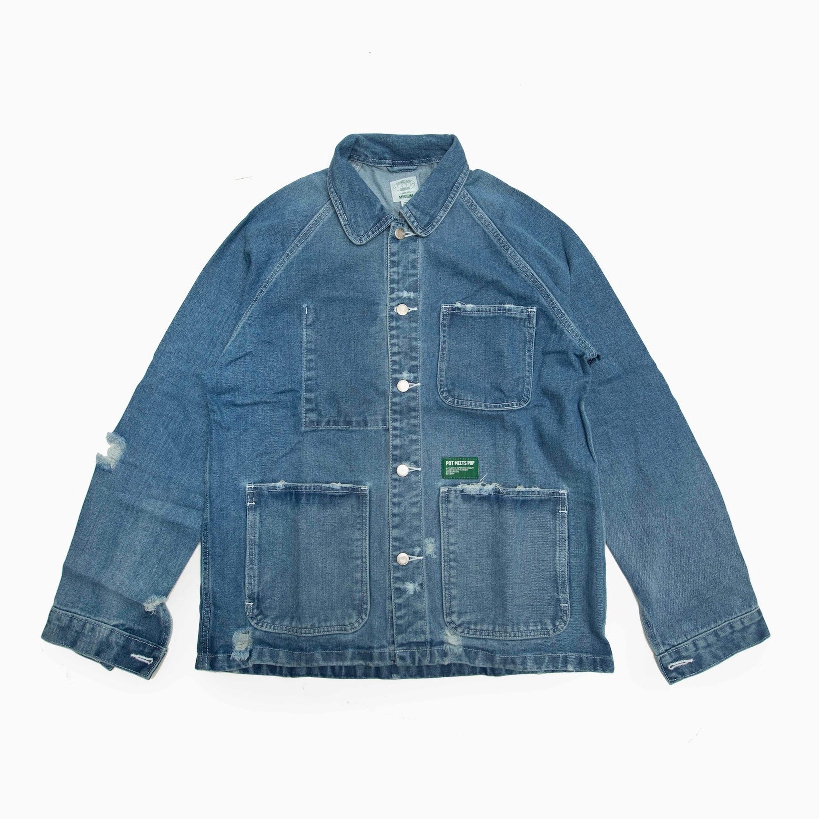 POT MEETS POP CRUTCH CHORE COAT DISTRESSED