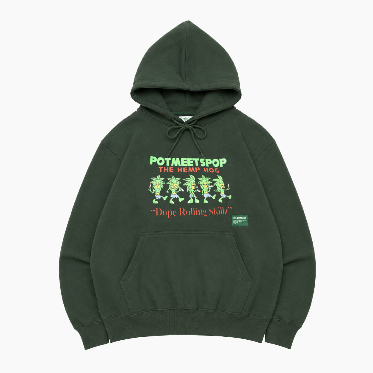 POT MEETS POP THE HEMP HOG HOODIE GREEN