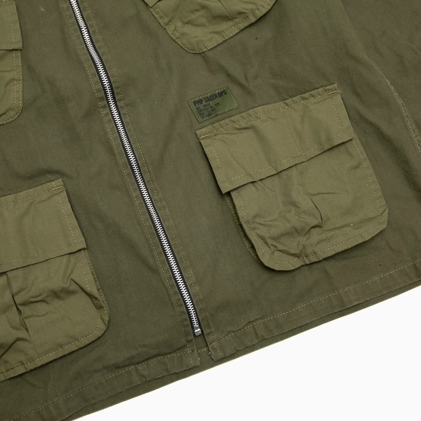 POT MEETS POP OZ ARMY SLANTED POCKET ZIP UP WASHED OLIVE