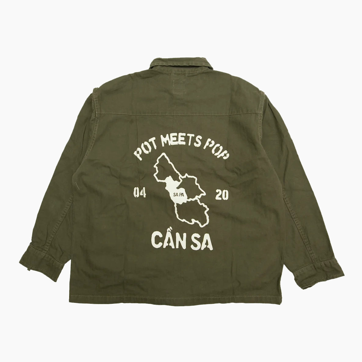 POT MEETS POP OZ ARMY SLANTED POCKET ZIP UP WASHED OLIVE