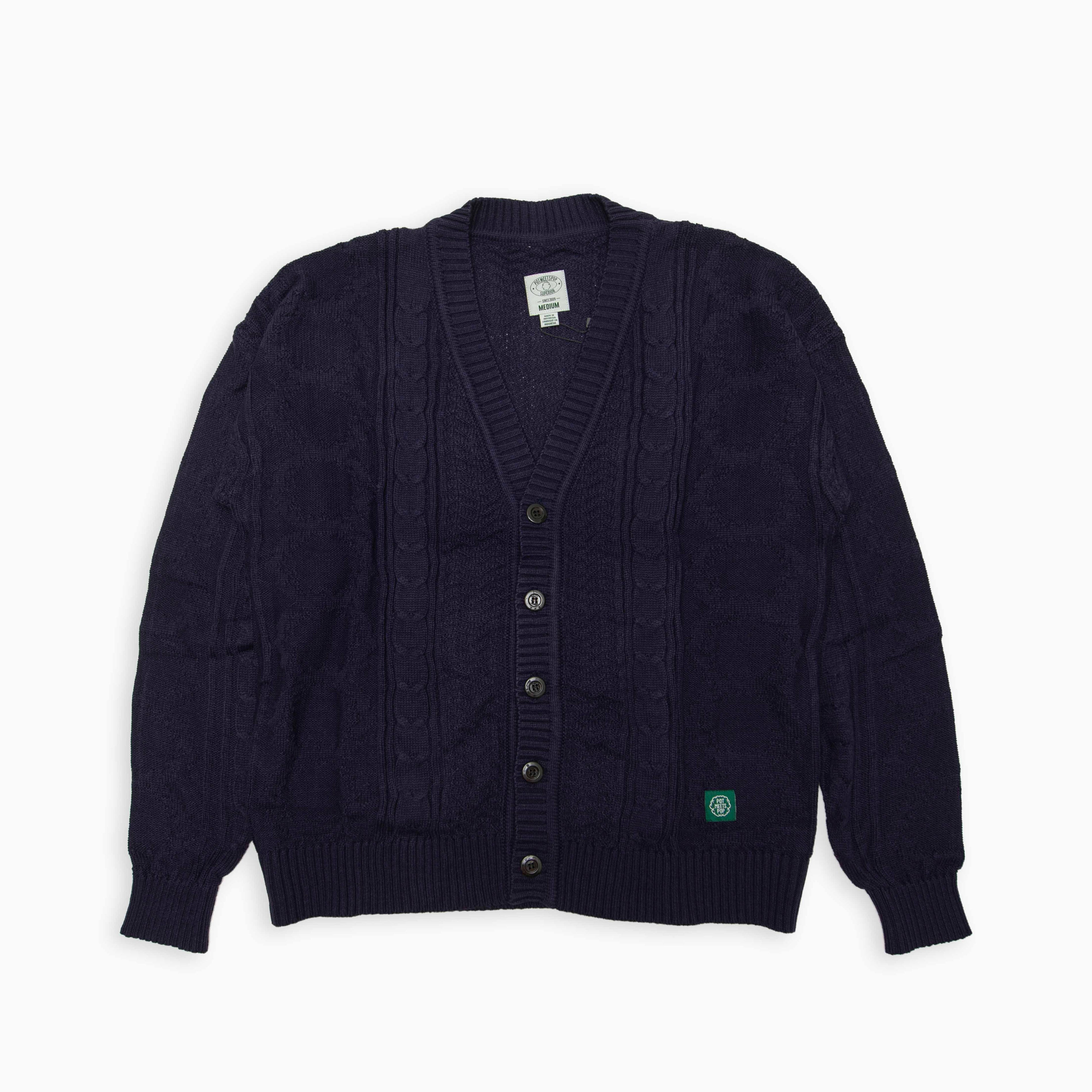 POT MEETS POP HERB CABLE KNIT CARDIGAN