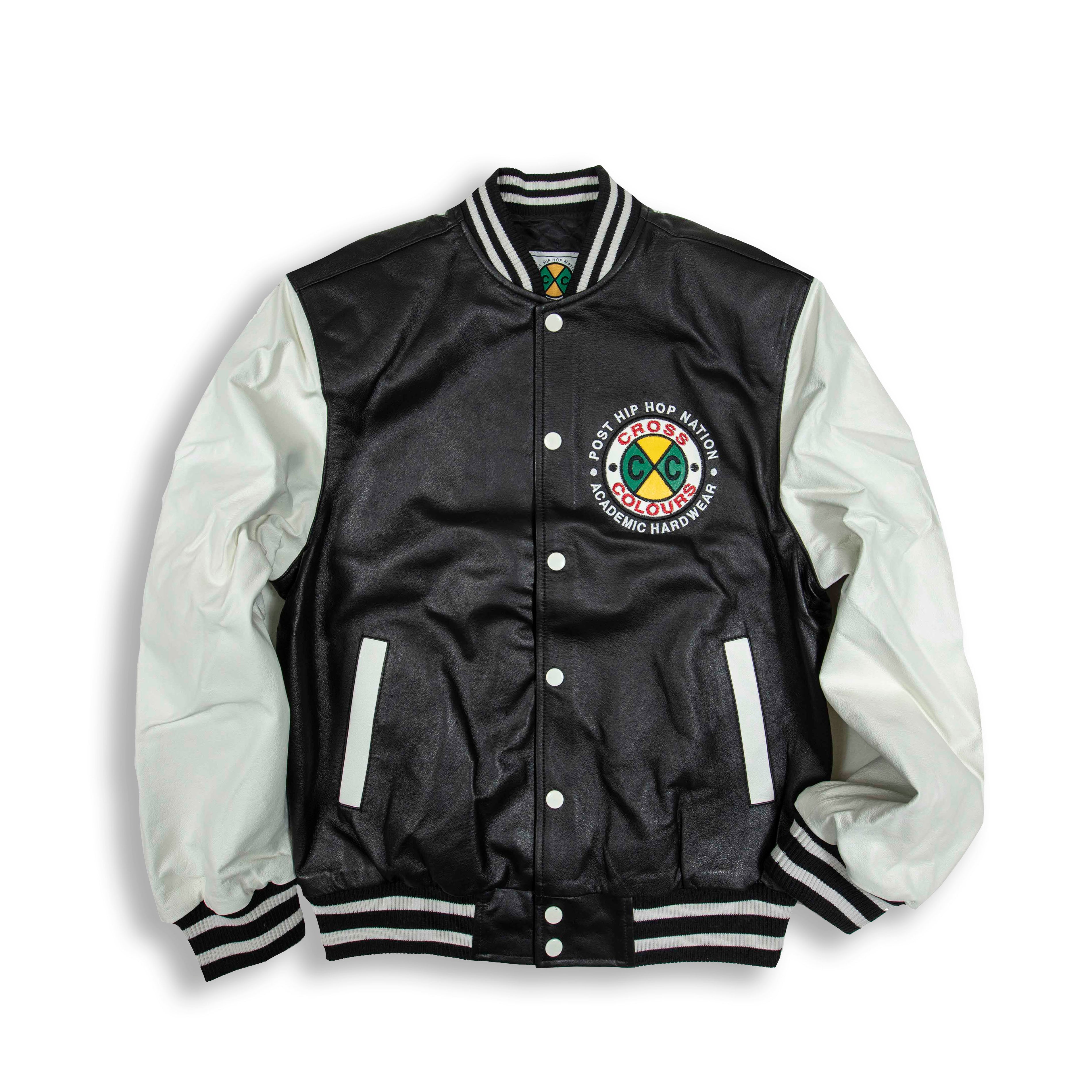 CROSS COLOURS DO BASEBALL LETTERMAN LEATHER JACKET