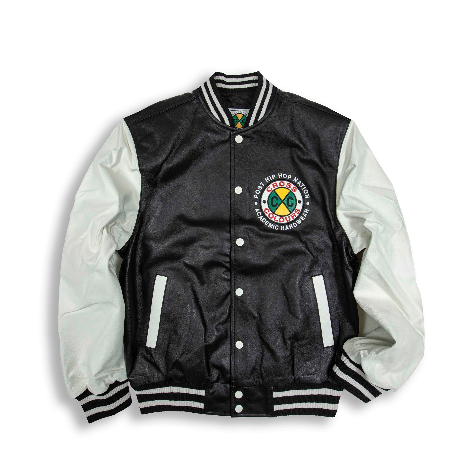 CROSS COLOURS DO BASEBALL LETTERMAN LEATHER JACKET