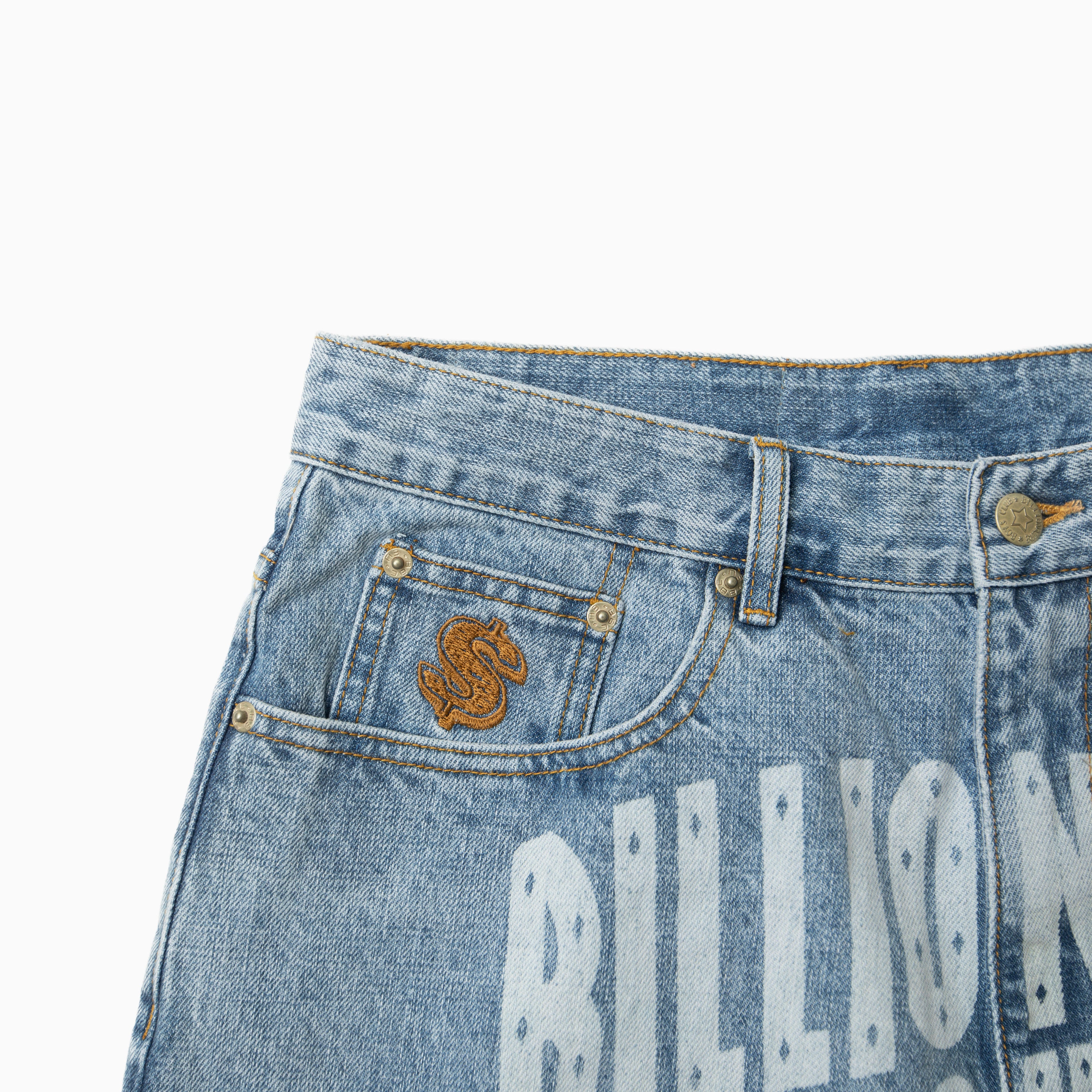 Billionaire boys club EU FADED ARCH LOGO LS DENIM SHORTS