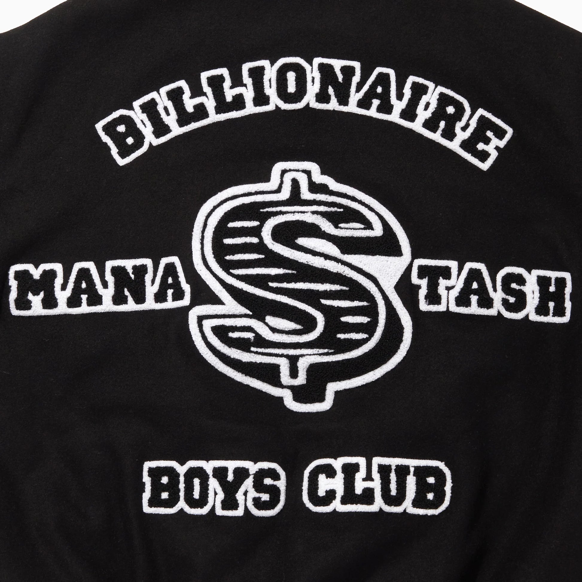 BILLIONIRE BOYS CLUB x MANASTASH LEATHER SLEEVE VARSITY JACKET