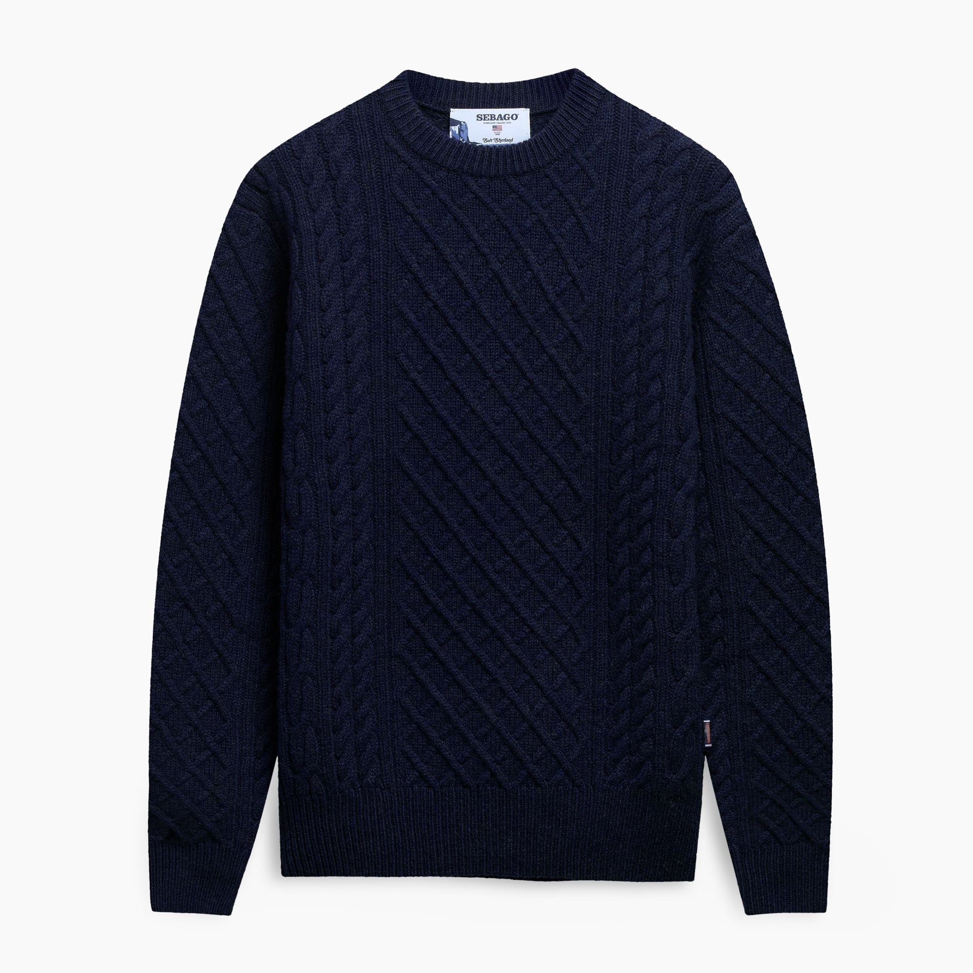 SEBAGO Blue Unisex Wool Cable Knit Sweater
