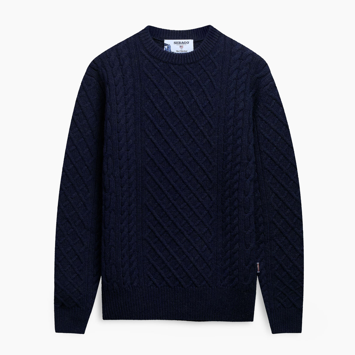 SEBAGO Blue Unisex Wool Cable Knit Sweater