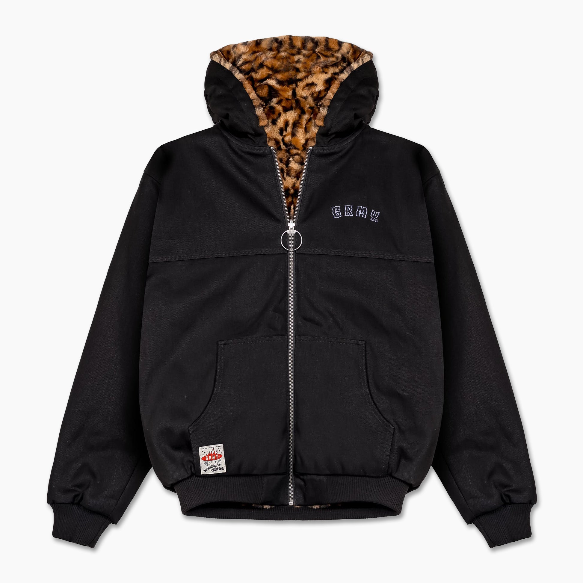 GRIMEY THE PROPS REVERSIBLE LEOPARD HOODED JACKET