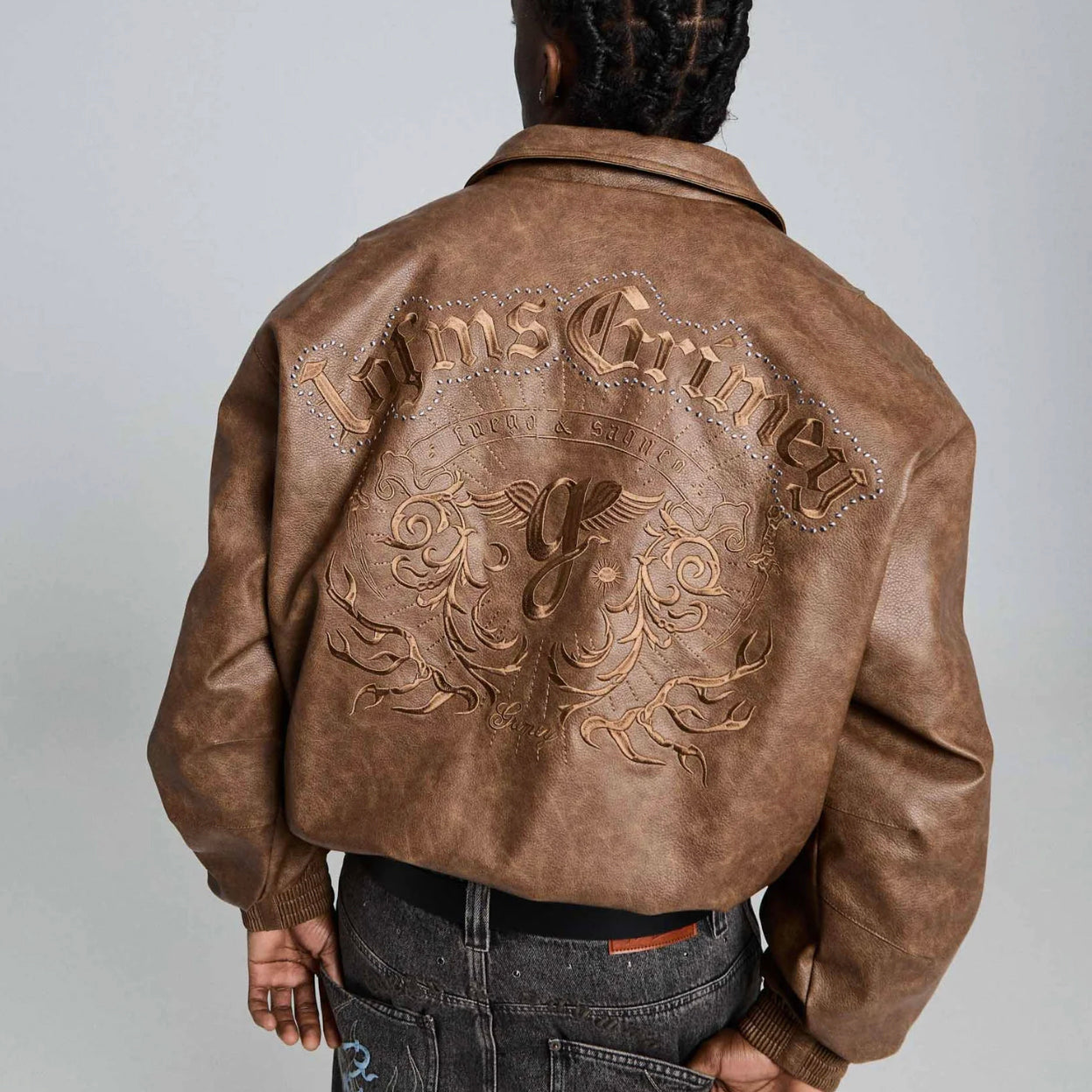 GRIMEY Chief Watcher Pu Leather Bomber Jacket