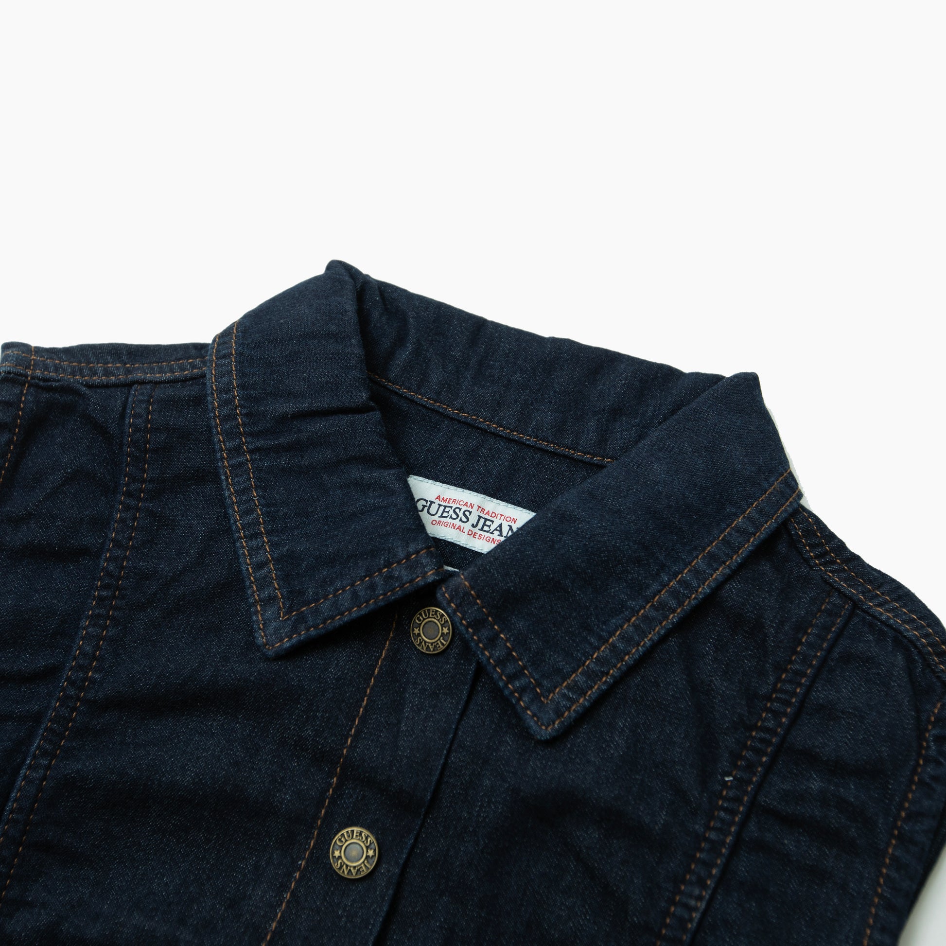 GUESS JEANS Cropped Top デニムシャツ ノースリーブ w6ghz9d7971