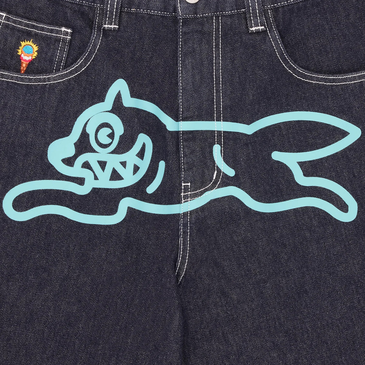 ICECREAM EU TRIPLE SCOOP RUNNING DOG DENIM PANTS