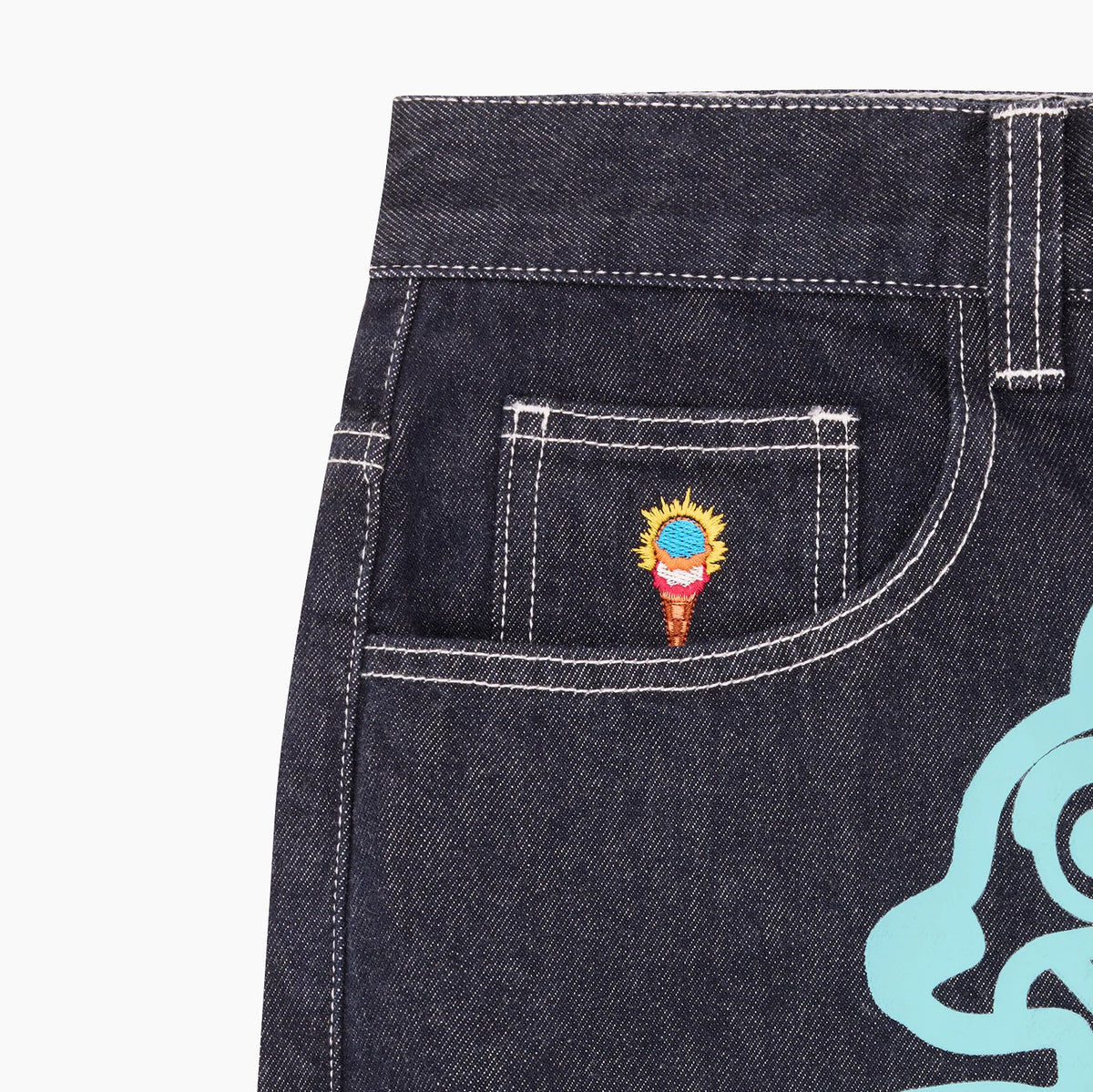 ICECREAM EU TRIPLE SCOOP RUNNING DOG DENIM PANTS