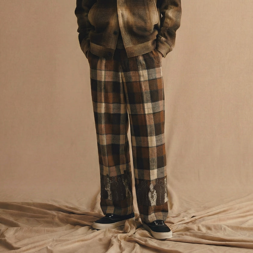 PIEUX Brown check pants