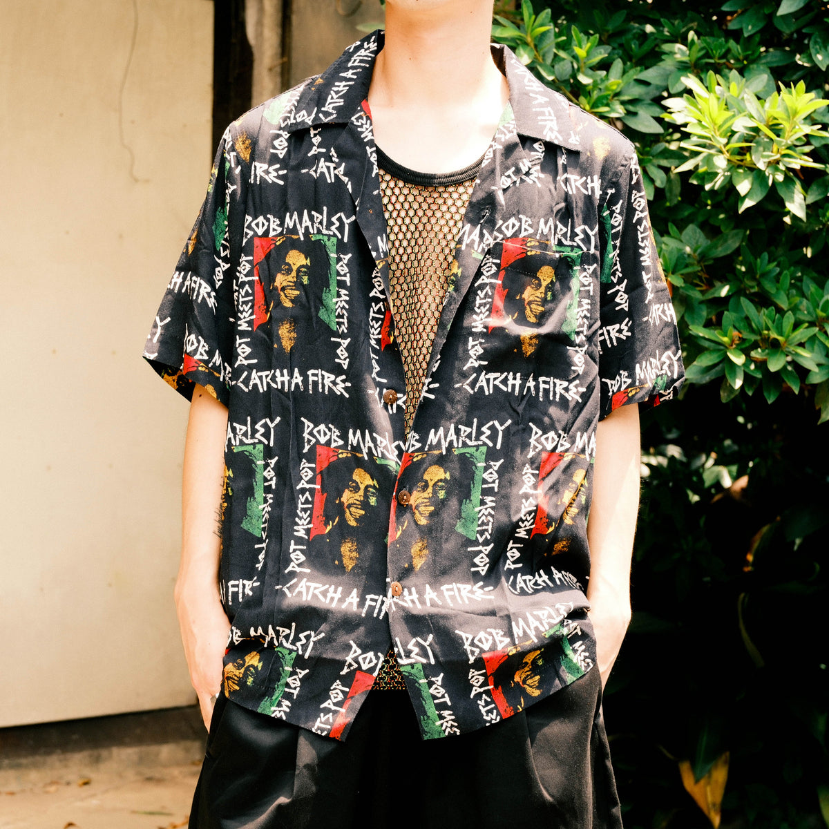 POT MEETS POP CATCH A FIRE ALOHA SHIRT