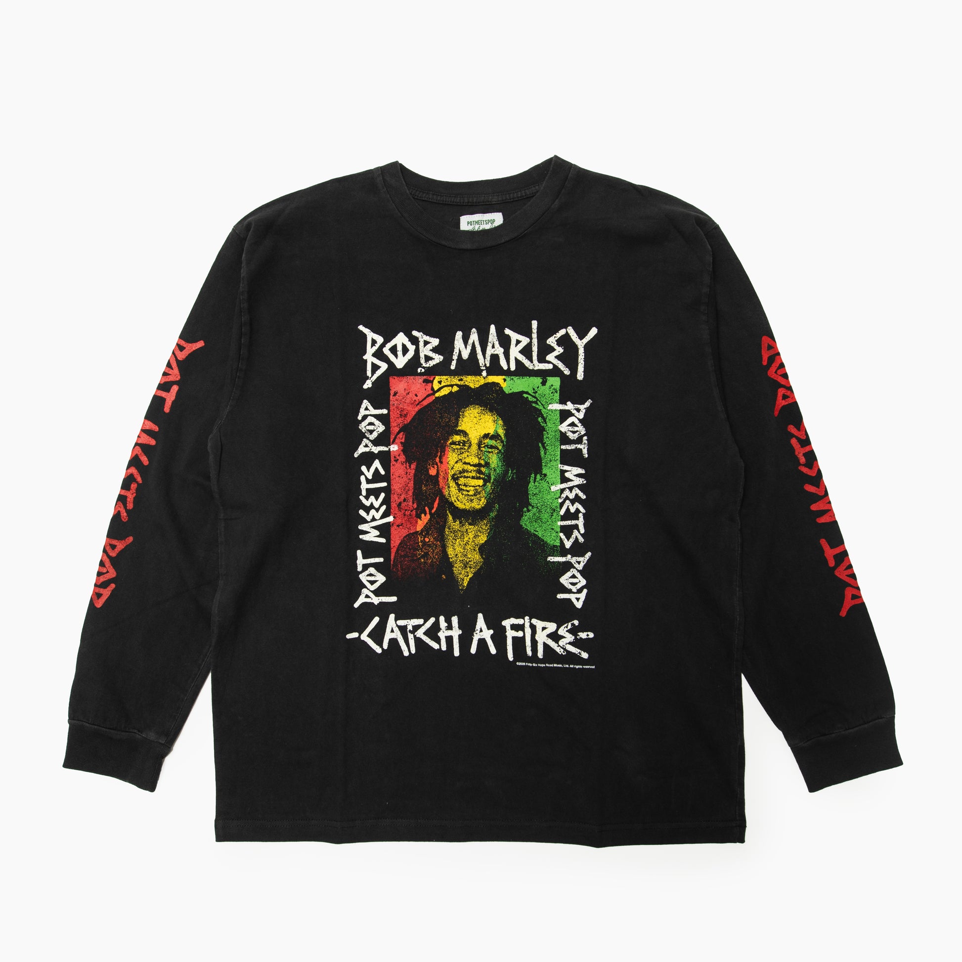 Pot Meets Pop x Bob Marley - Catch A fire Longsleeve Black