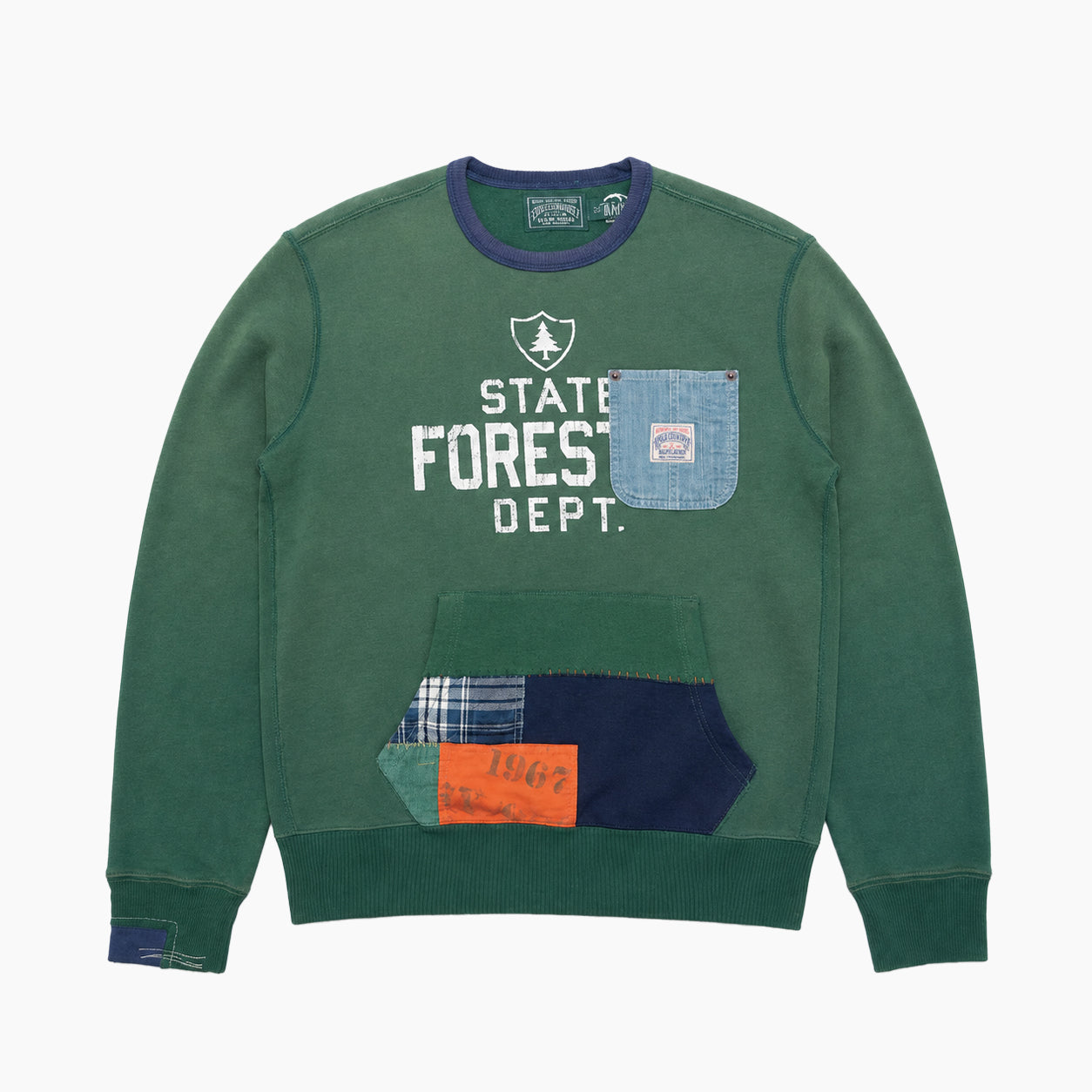 POLO RALPH LAUREN State Forest Dept. Patchwork Crewneck