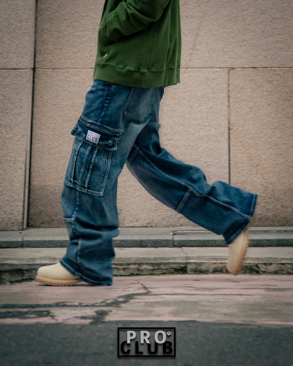 PRO CLUB PANT Heavyweight Baggy Fit Denim Cargo Pant style image