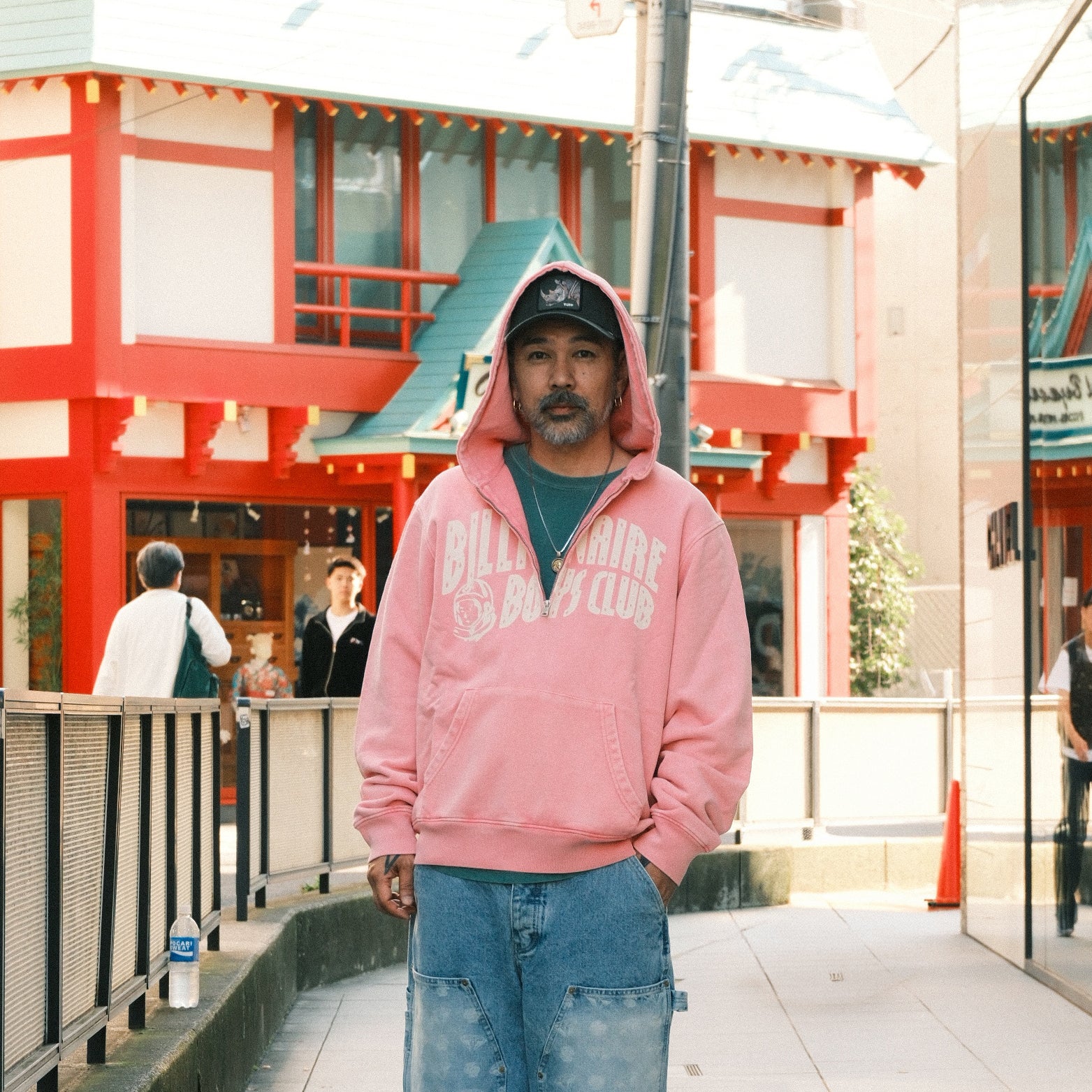 Billionaire Boys Club EU ARCH LOGO HALF ZIP POPOVER HOOD - WASHED PINK