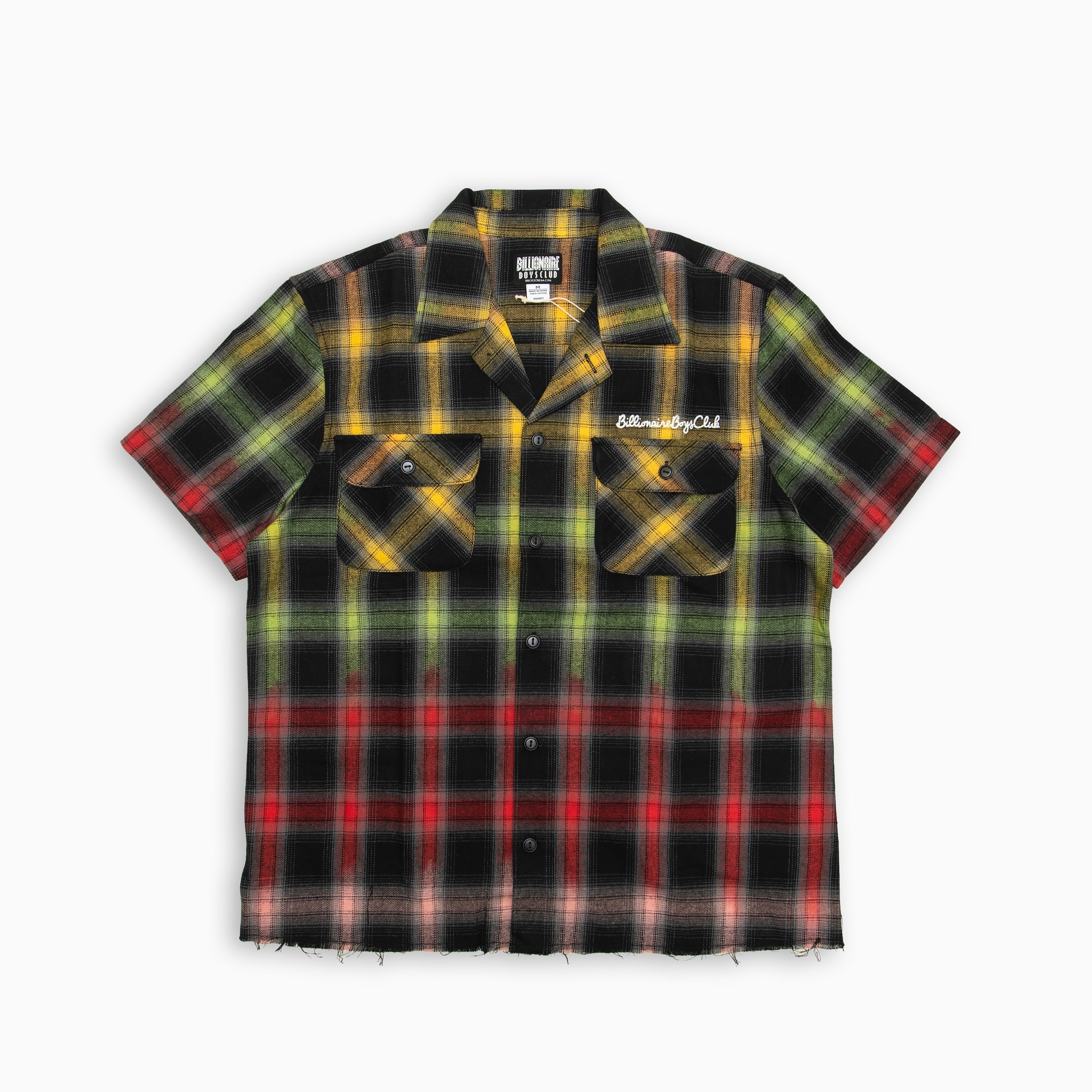 BILLIONAIRE BOYS CLUB BB RAVE CROPPED RAW HEM CAMP COLLAR SHIRT