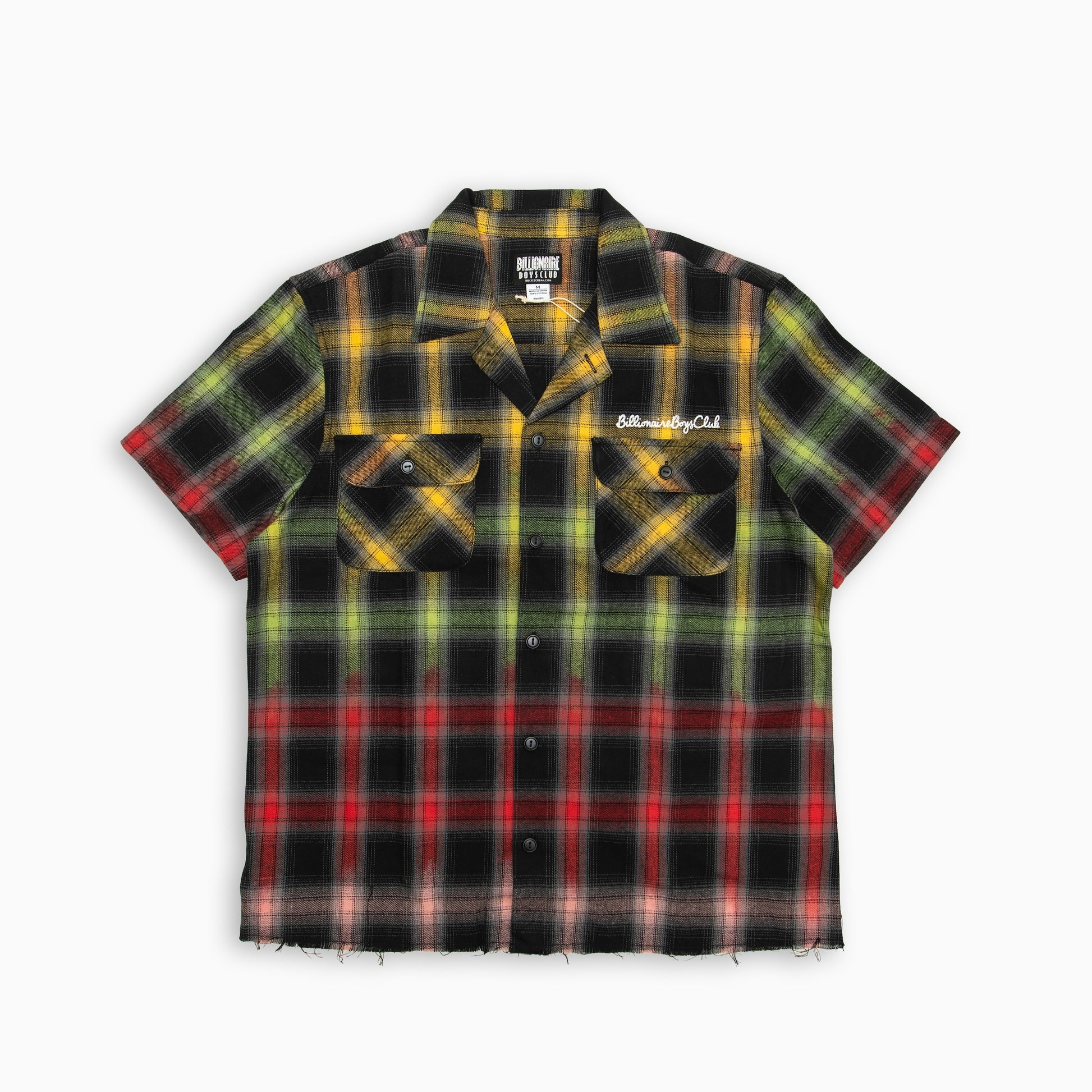 BILLIONAIRE BOYS CLUB BB RAVE CROPPED RAW HEM CAMP COLLAR SHIRT