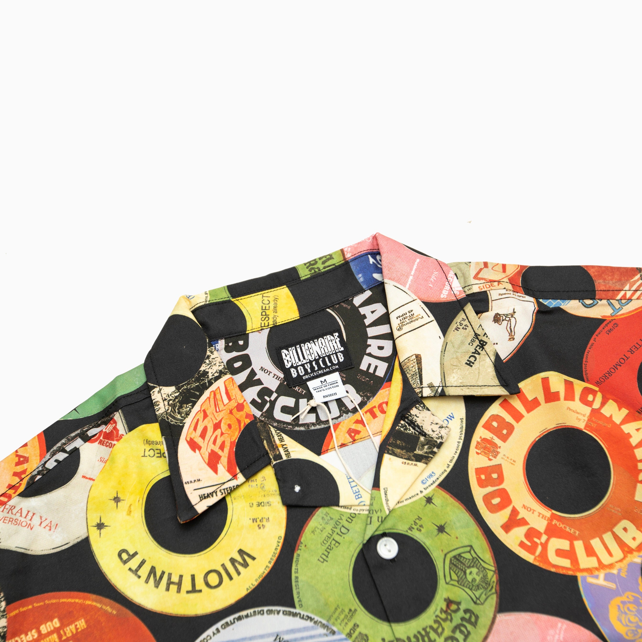 BILLIONAIRE BOYS CLUB BB TECHNIQUES CROPPED WIDE BODY BUTTON UP ALL OVER PRINT SHIRT