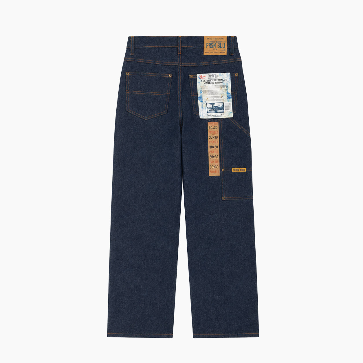 PRISON BLUES Double Knee Jeans w/out buttons Rigid Blue