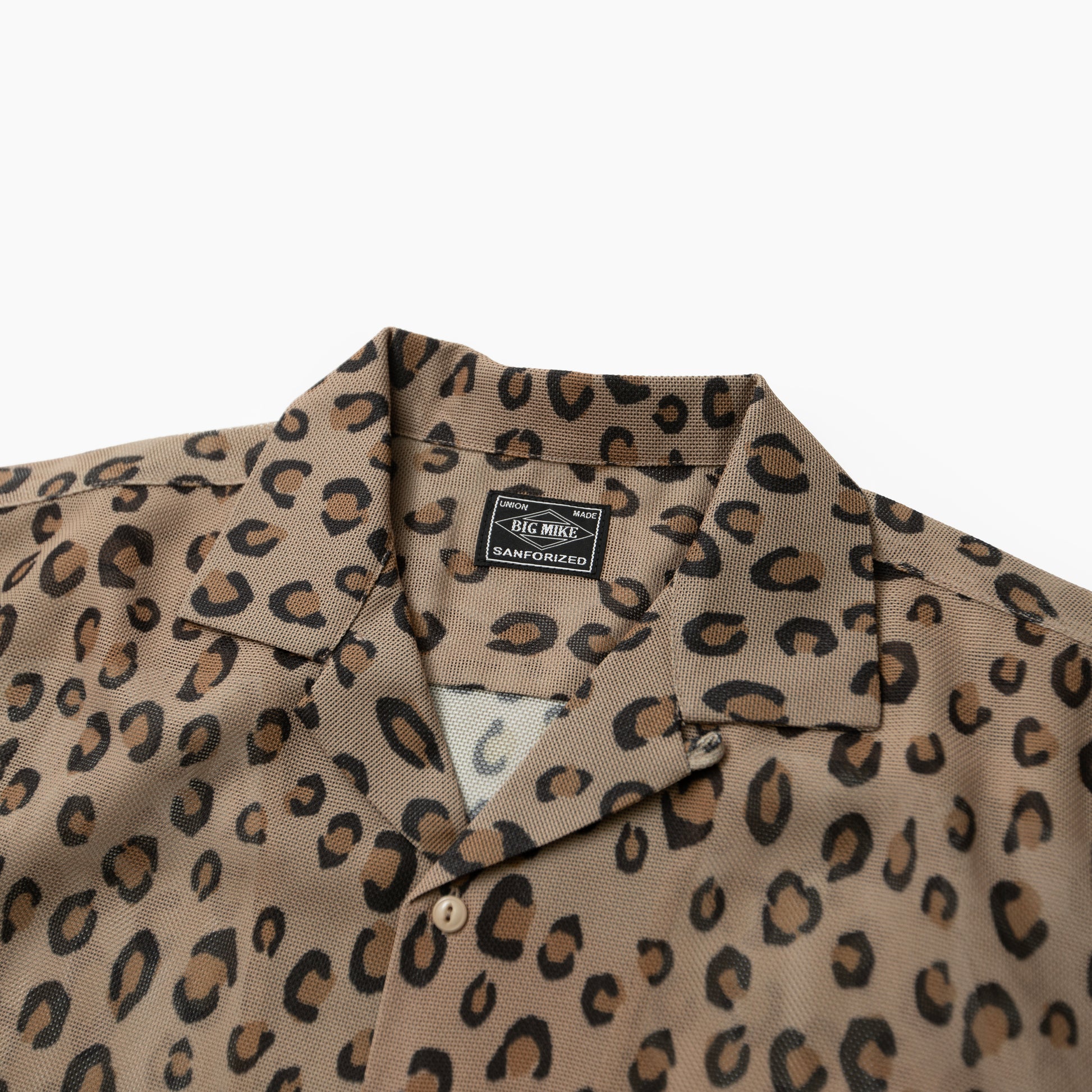 BIG MIKE Mesh Leopard Open Slit S/S Shirts