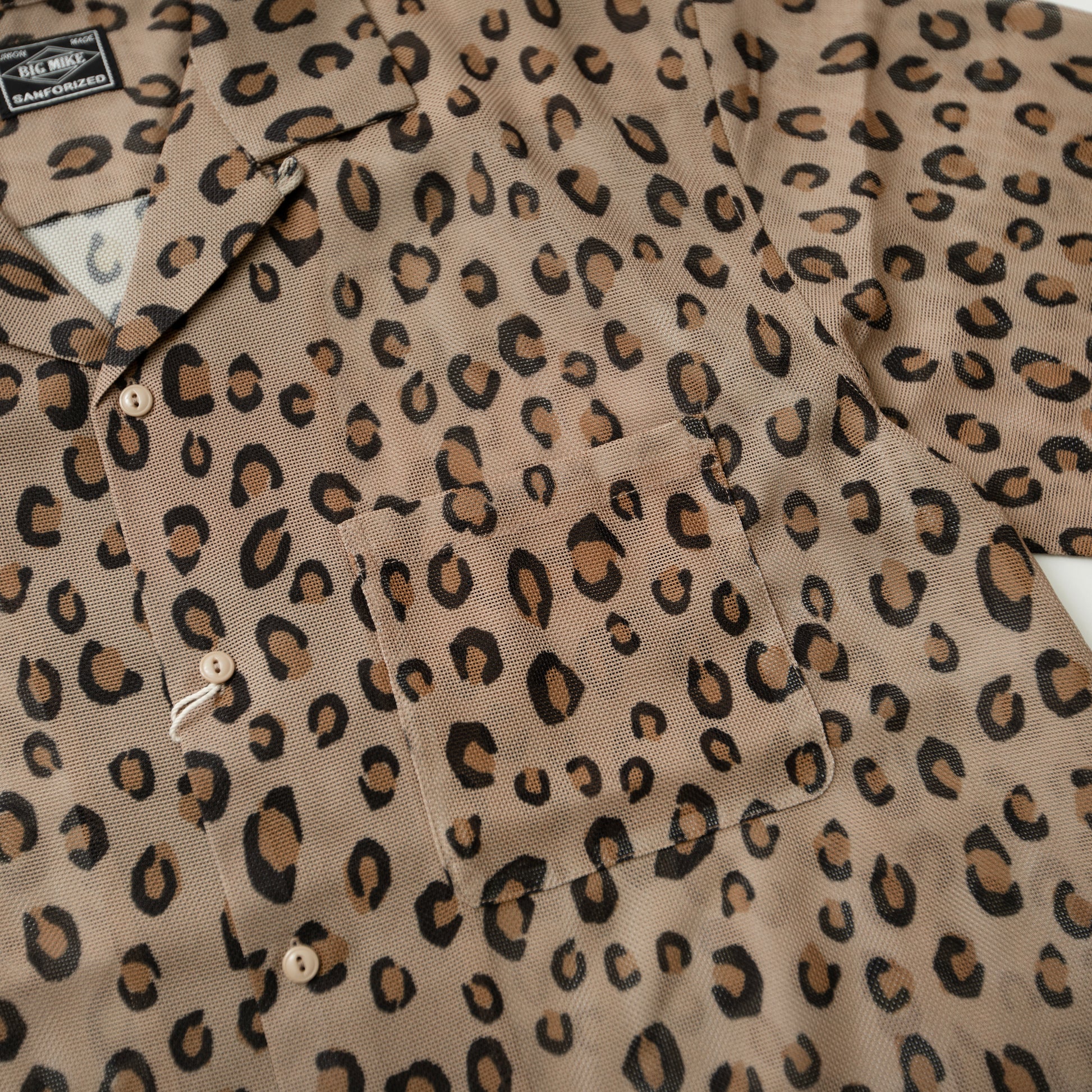 BIG MIKE Mesh Leopard Open Slit S/S Shirts
