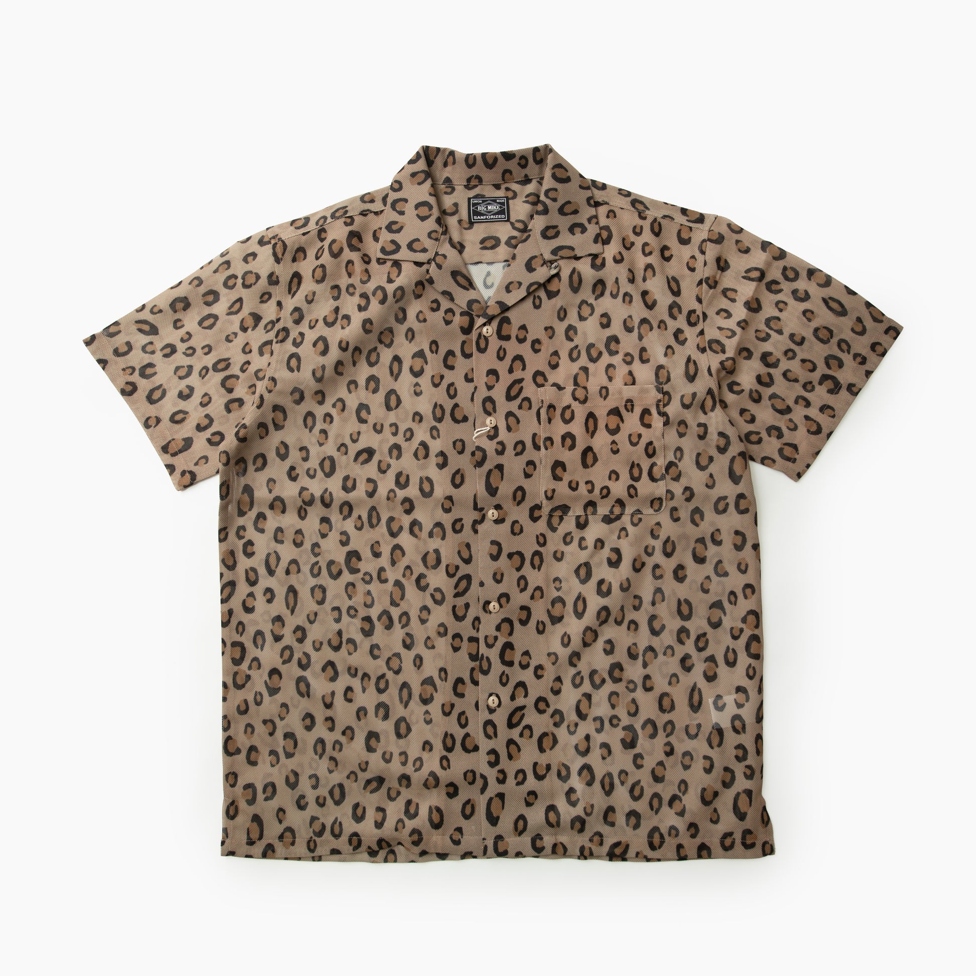 BIG MIKE Mesh Leopard Open Slit S/S Shirts