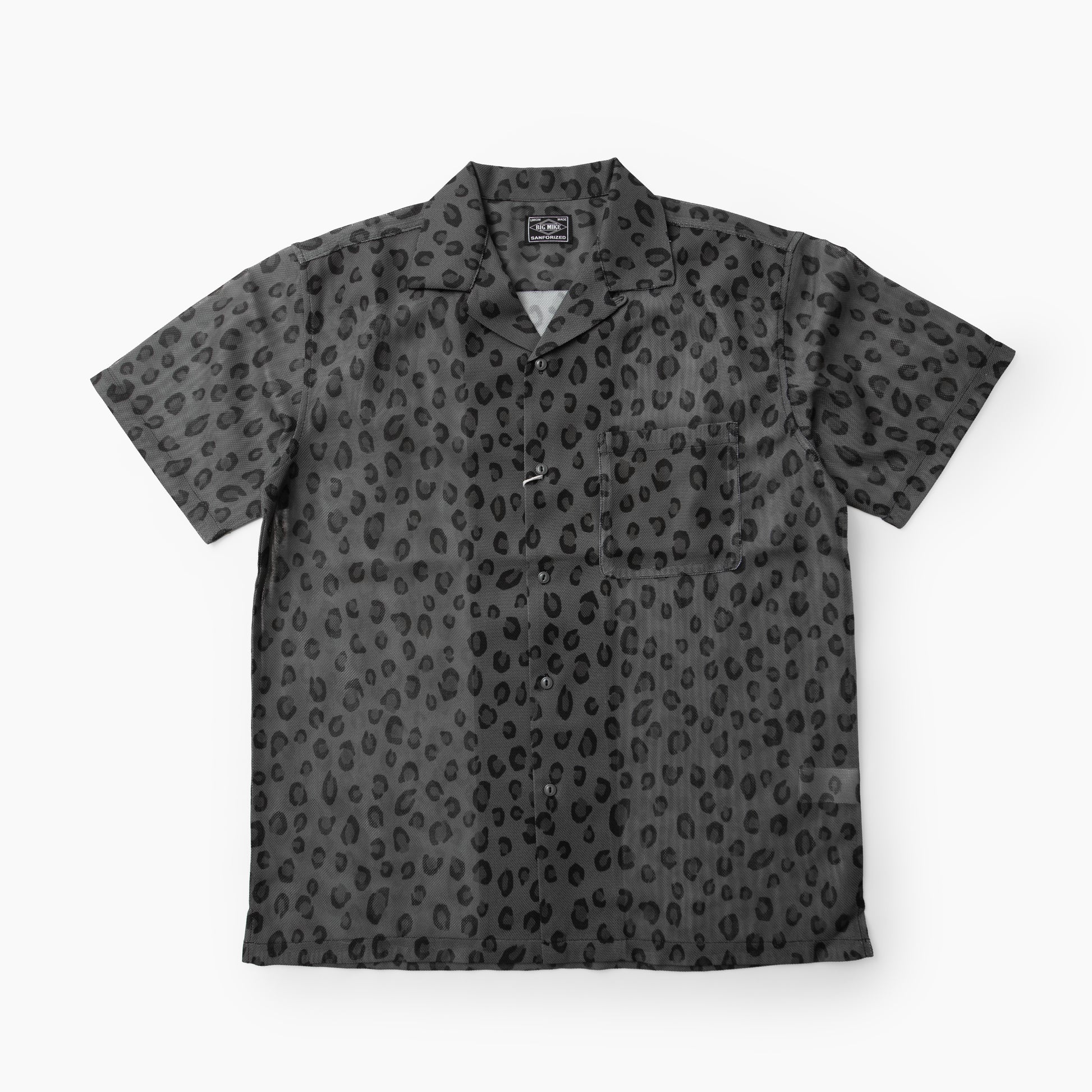 BIG MIKE Mesh Leopard Open Slit S/S Shirts