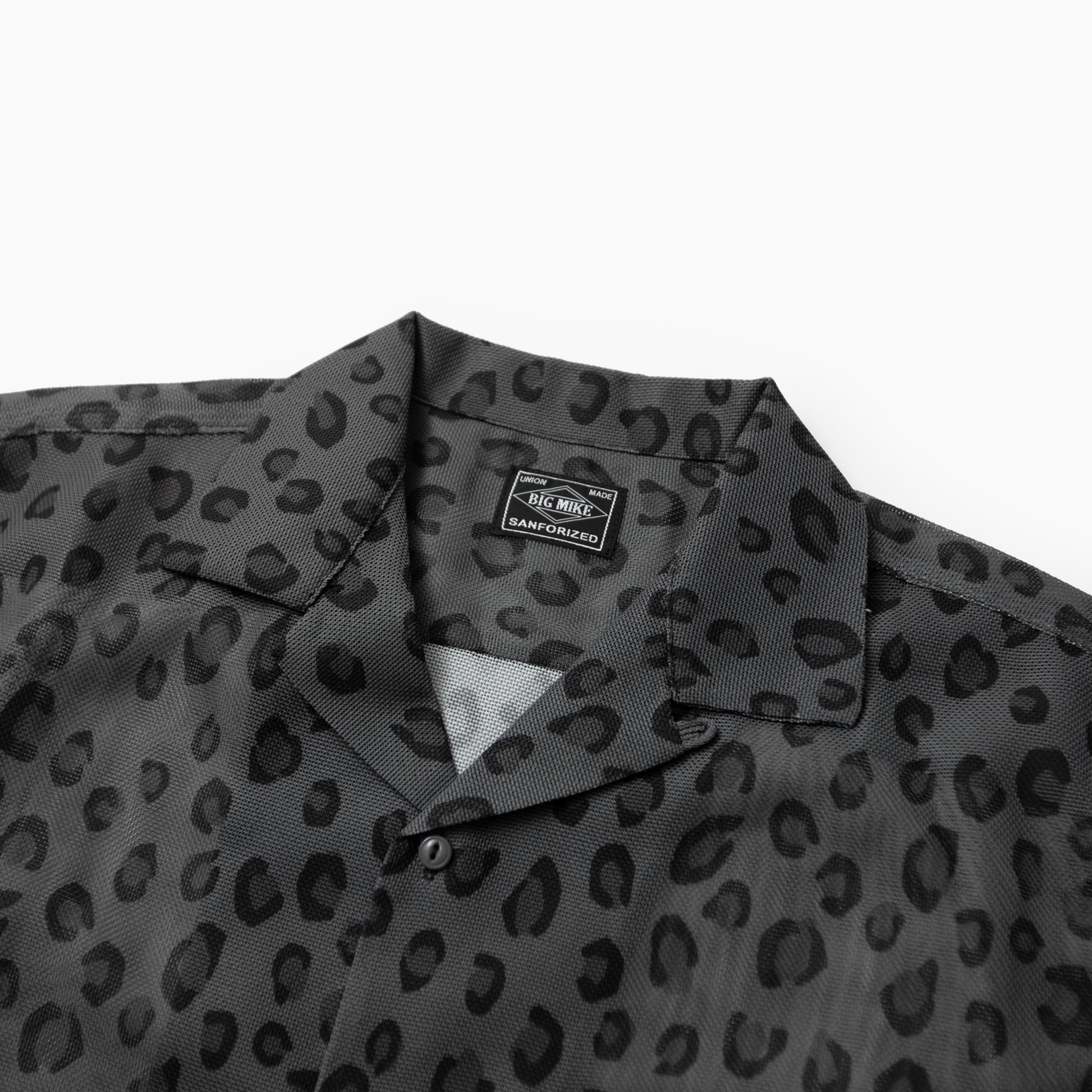 BIG MIKE Mesh Leopard Open Slit S/S Shirts