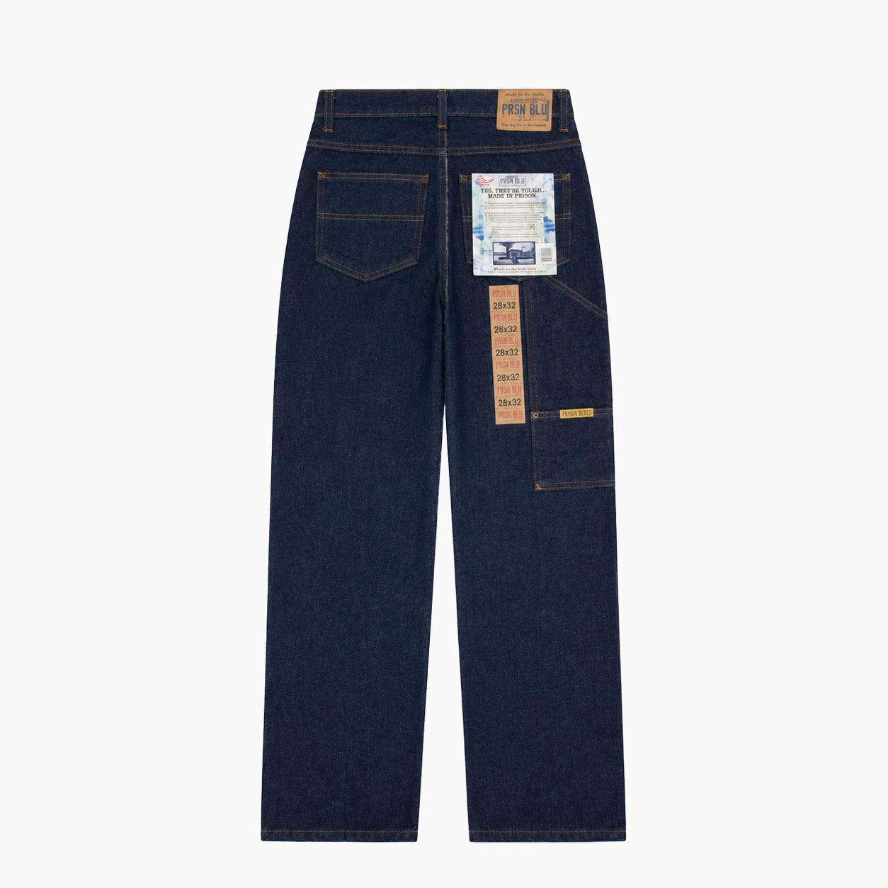 PRISON BLUES Double Knee Jeans w/out buttons Rigid Blue