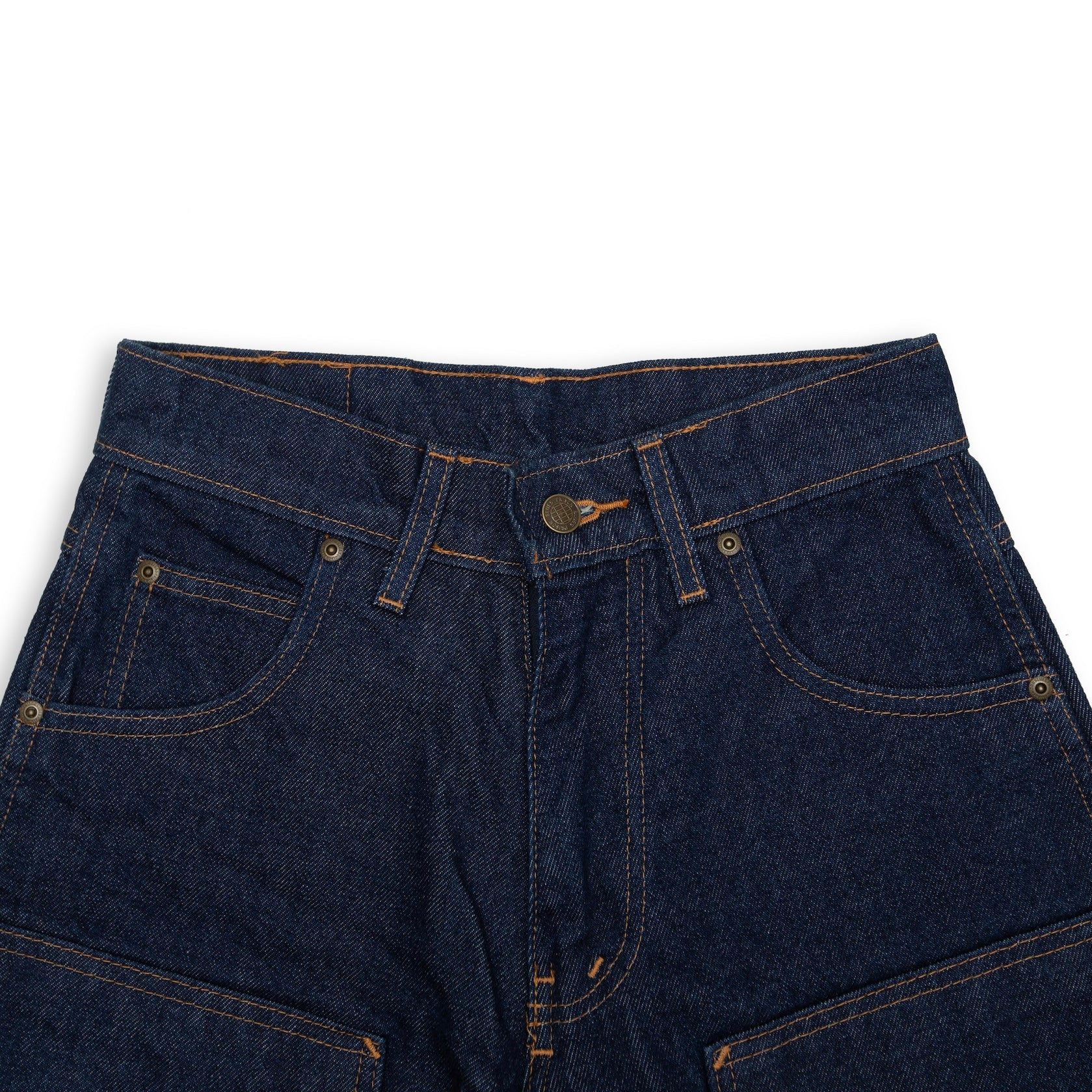 PRISON BLUES Double Knee Jeans with buttons Rigid Blue