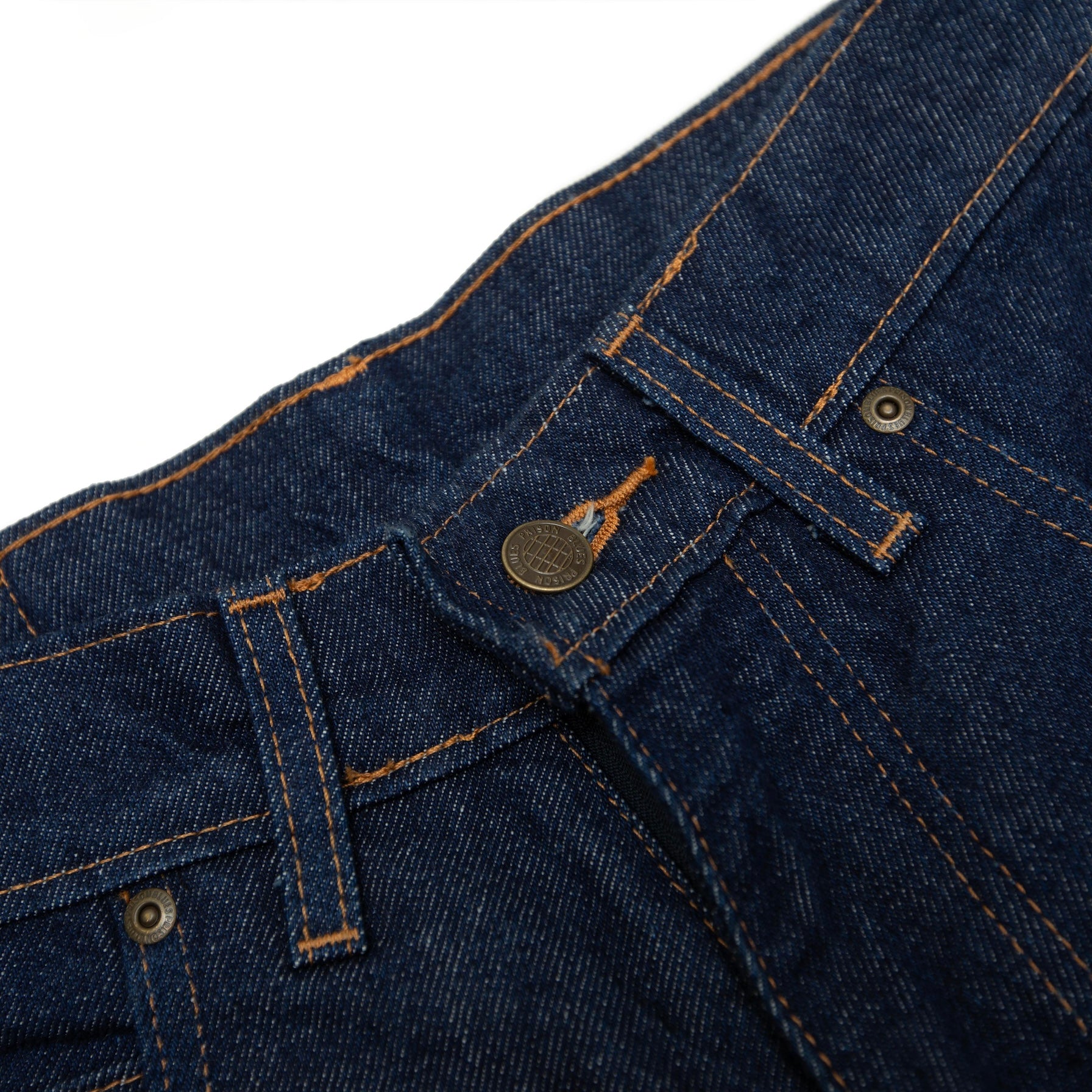 PRISON BLUES Double Knee Jeans with buttons Rigid Blue