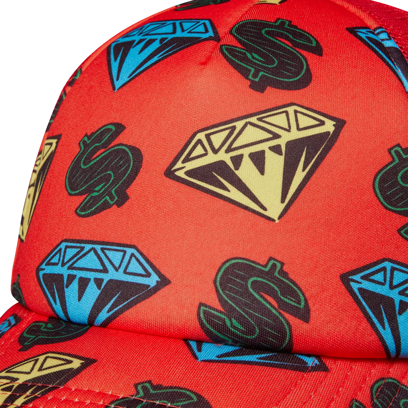 BILLIONAIRE BOYS CLUB DIAMONDS &amp; DOLLARS MESH TRUCKER CAP - RED