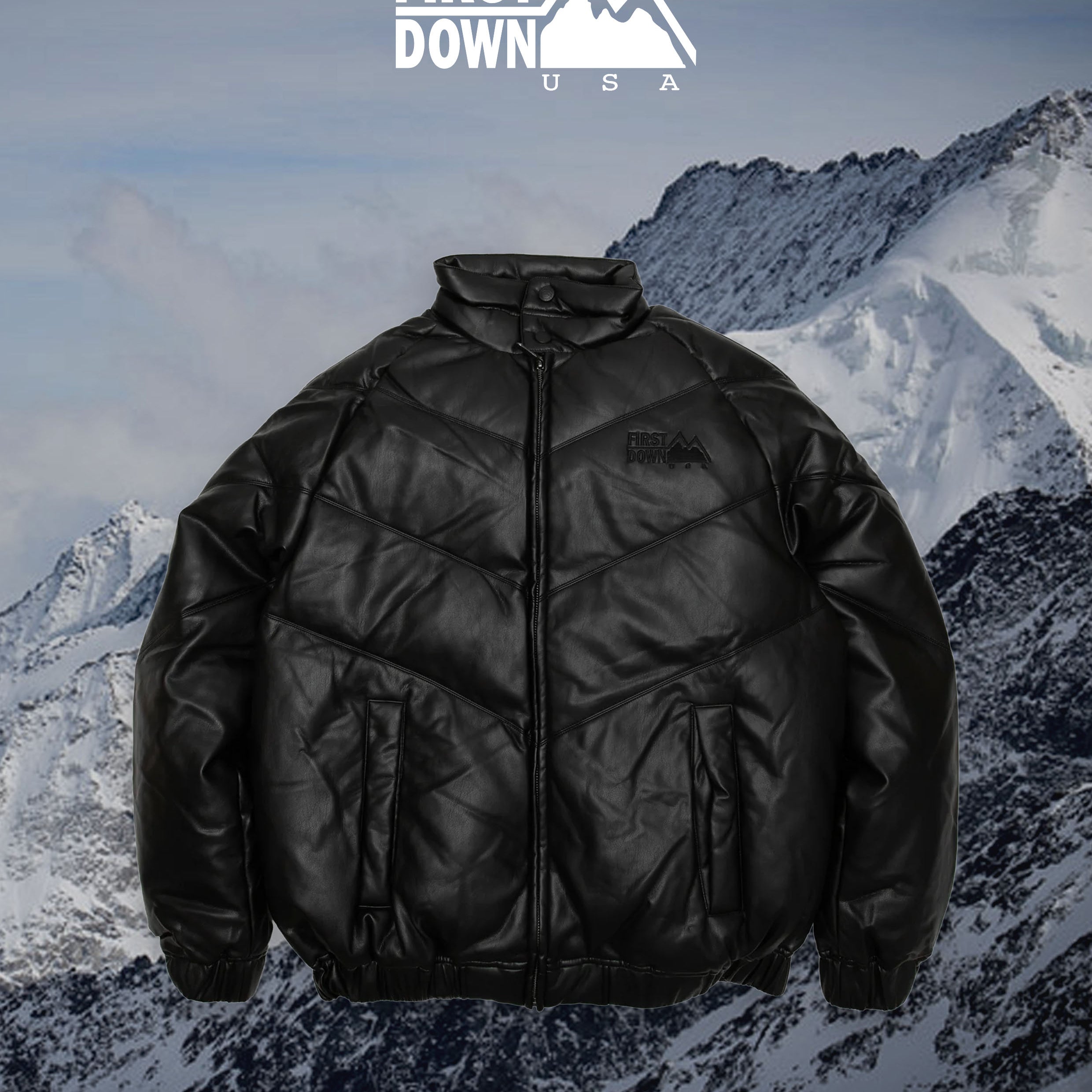 FIRST DOWN PU LEATHER V-down JACKET SMU