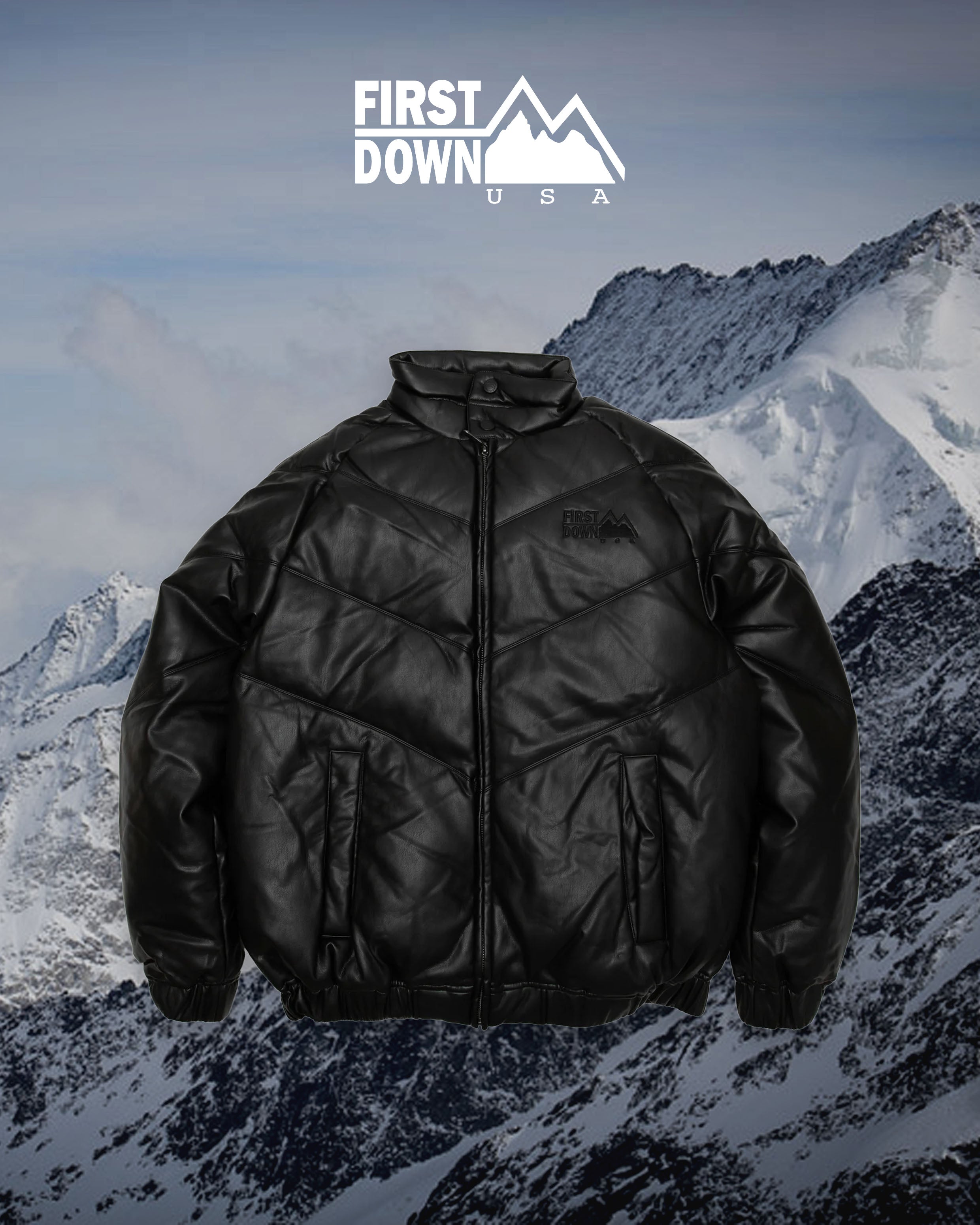 FIRST DOWN PU LEATHER V-down JACKET SMU