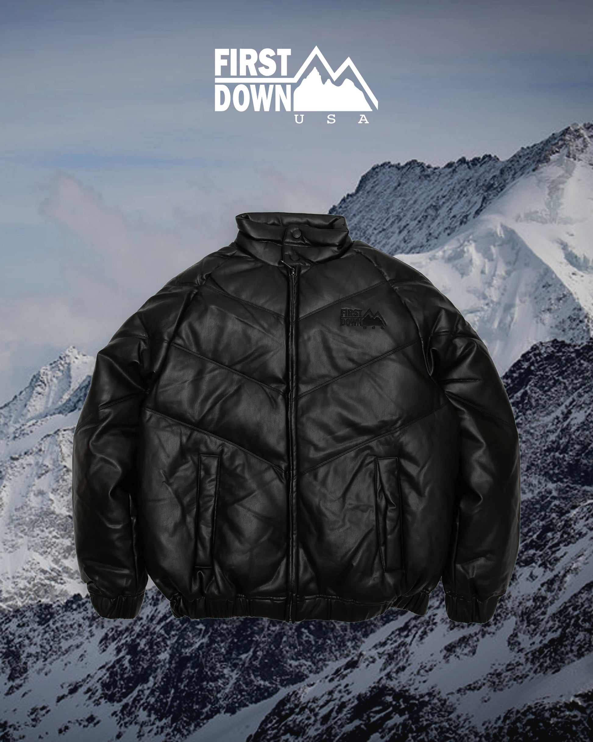 FIRST DOWN PU LEATHER V-down JACKET SMU