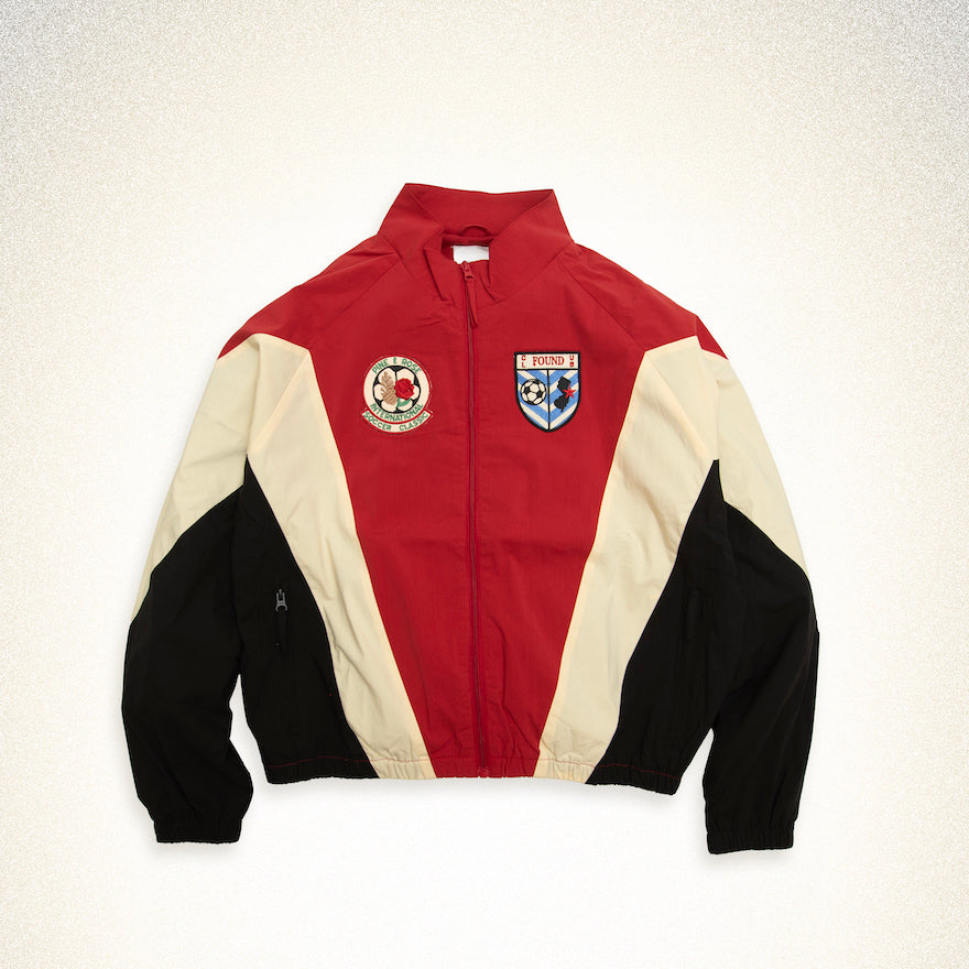 FOUND Pine and Rose Track Jacket In cream/black/red