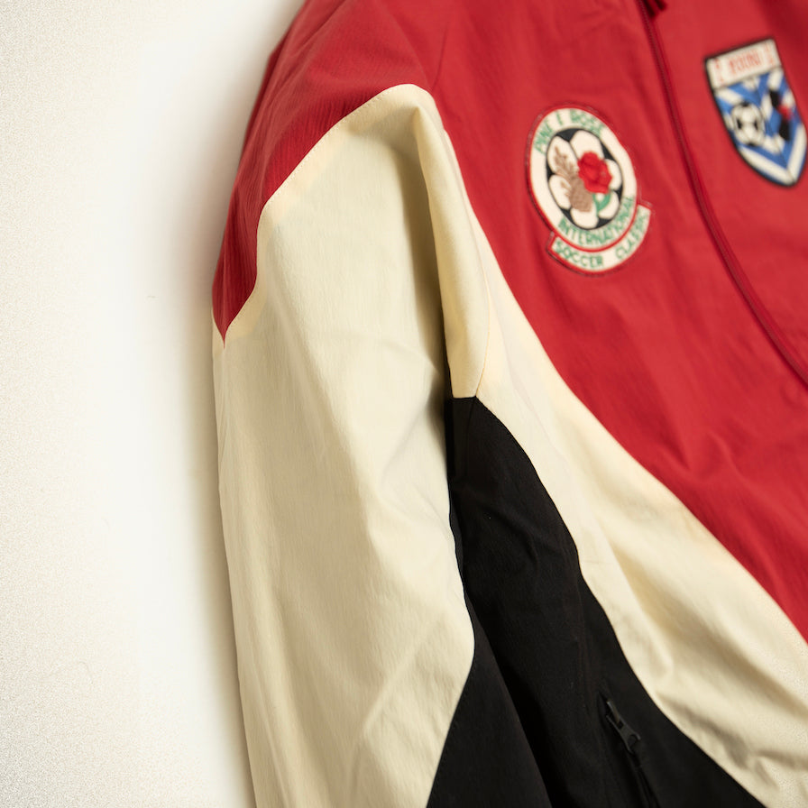 FOUND Pine and Rose Track Jacket In cream/black/red